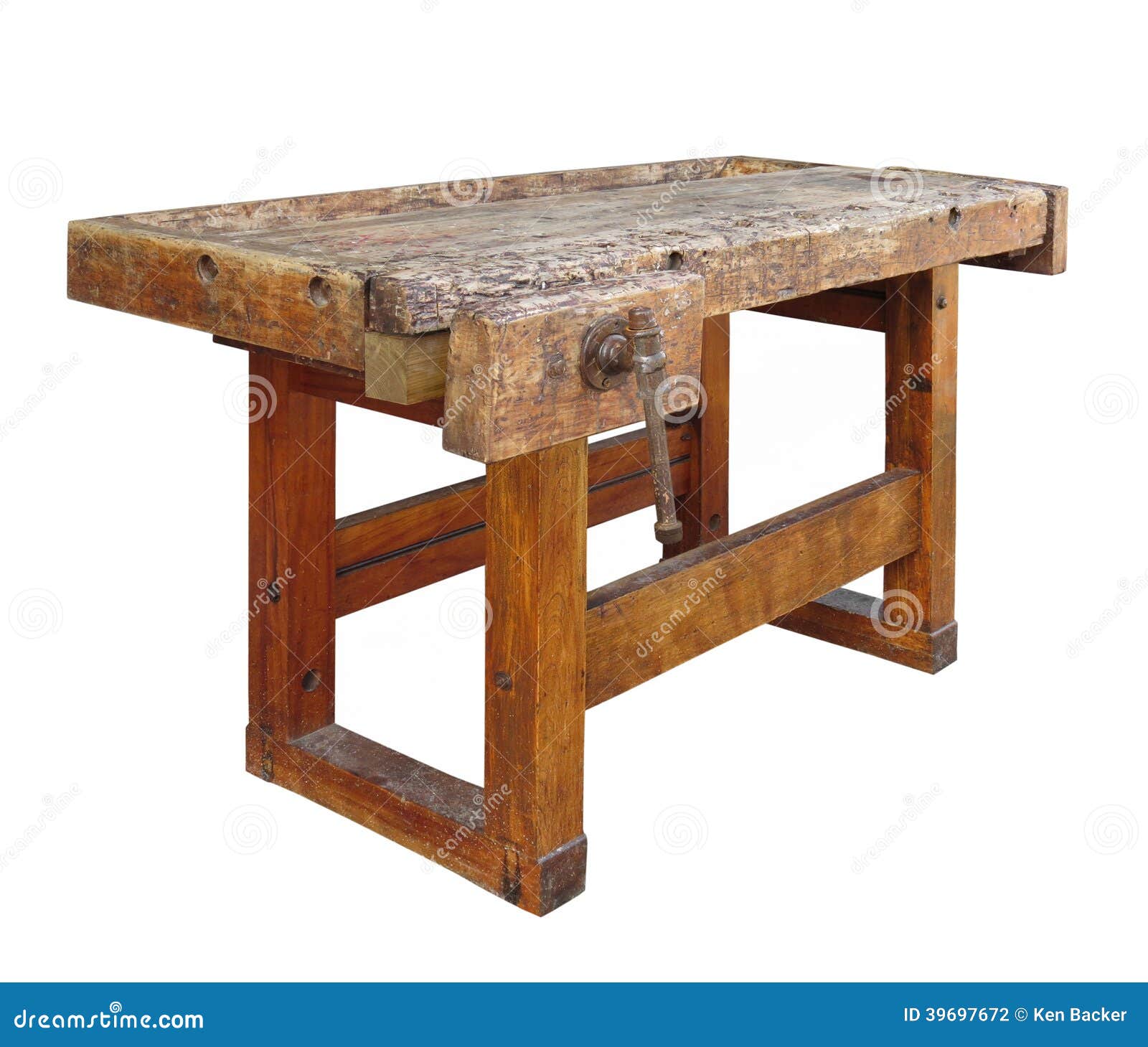 Old Wooden Workbench Isolated. Stock Photo - Image of
