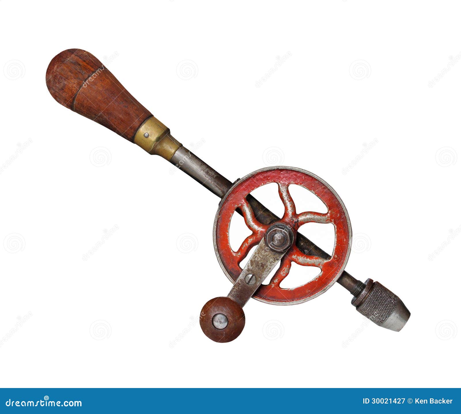 Antique Hand Drill Isolated. Royalty Free Stock 