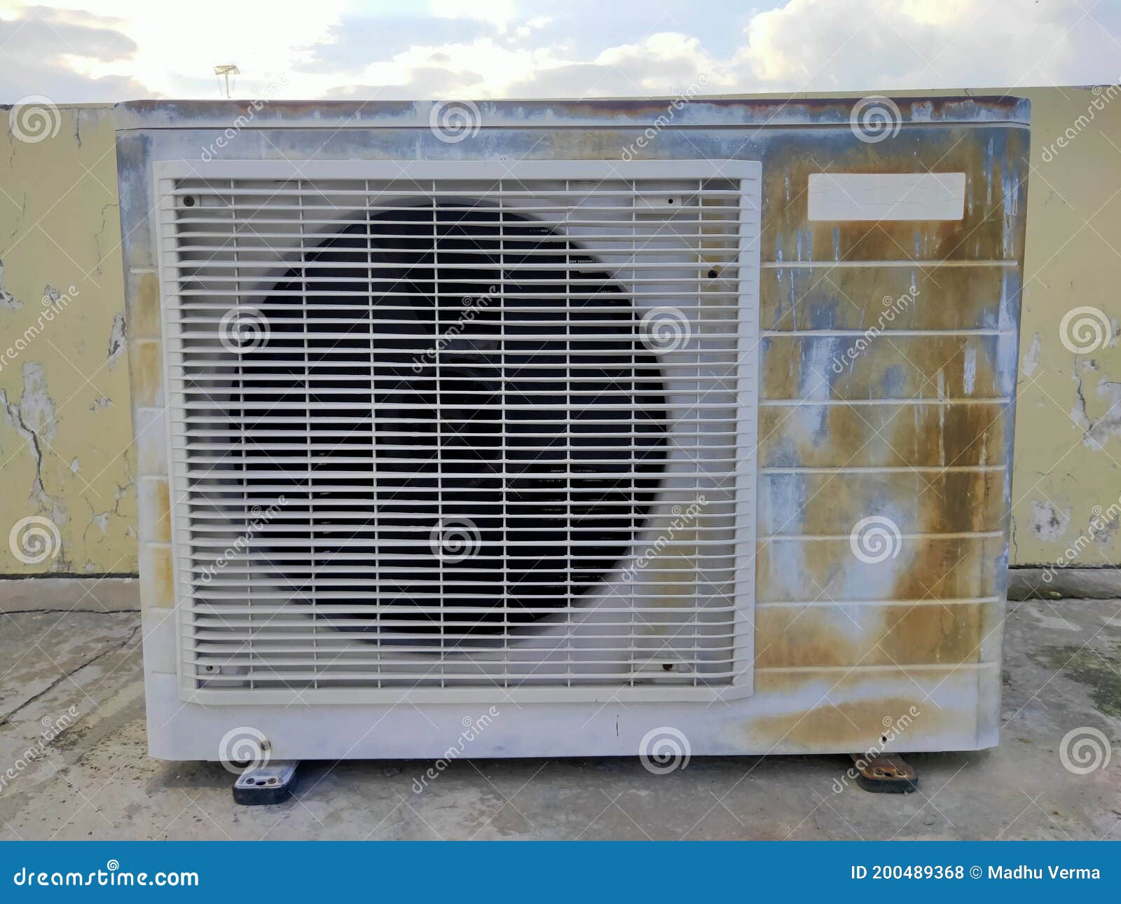 Old wornout AC exhaust stock photo. Image of conditionerair 200489368