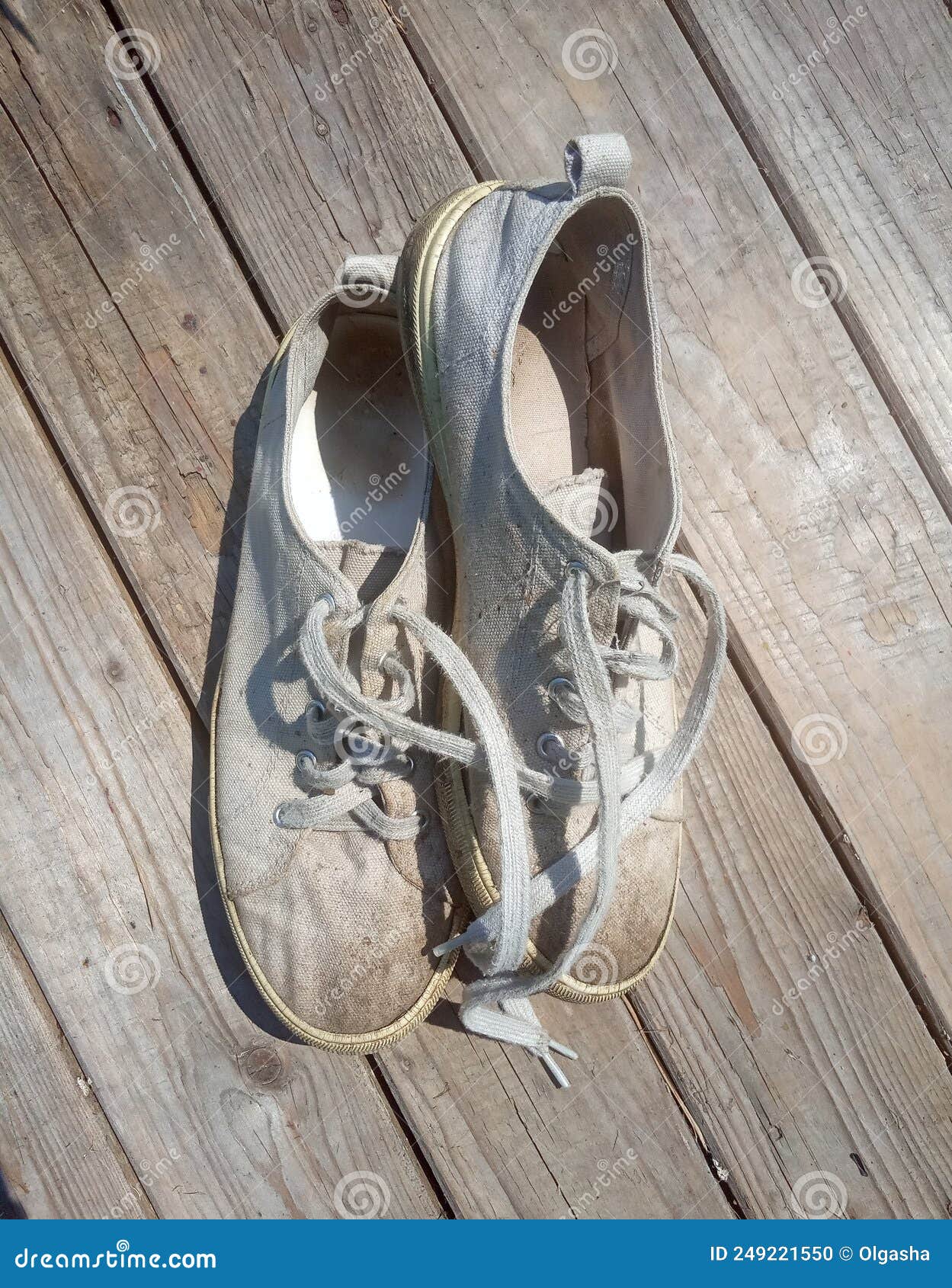Old Worn Out and Dirty White Sneakers Stock Photo - Image of sand ...