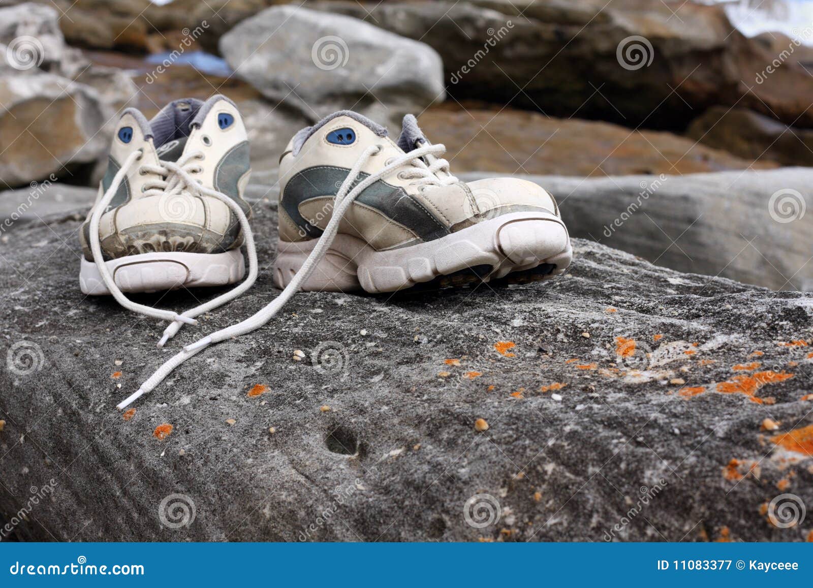 Old Worn Sports Shoes Outside Stock Image Image of laces, messy 11083377