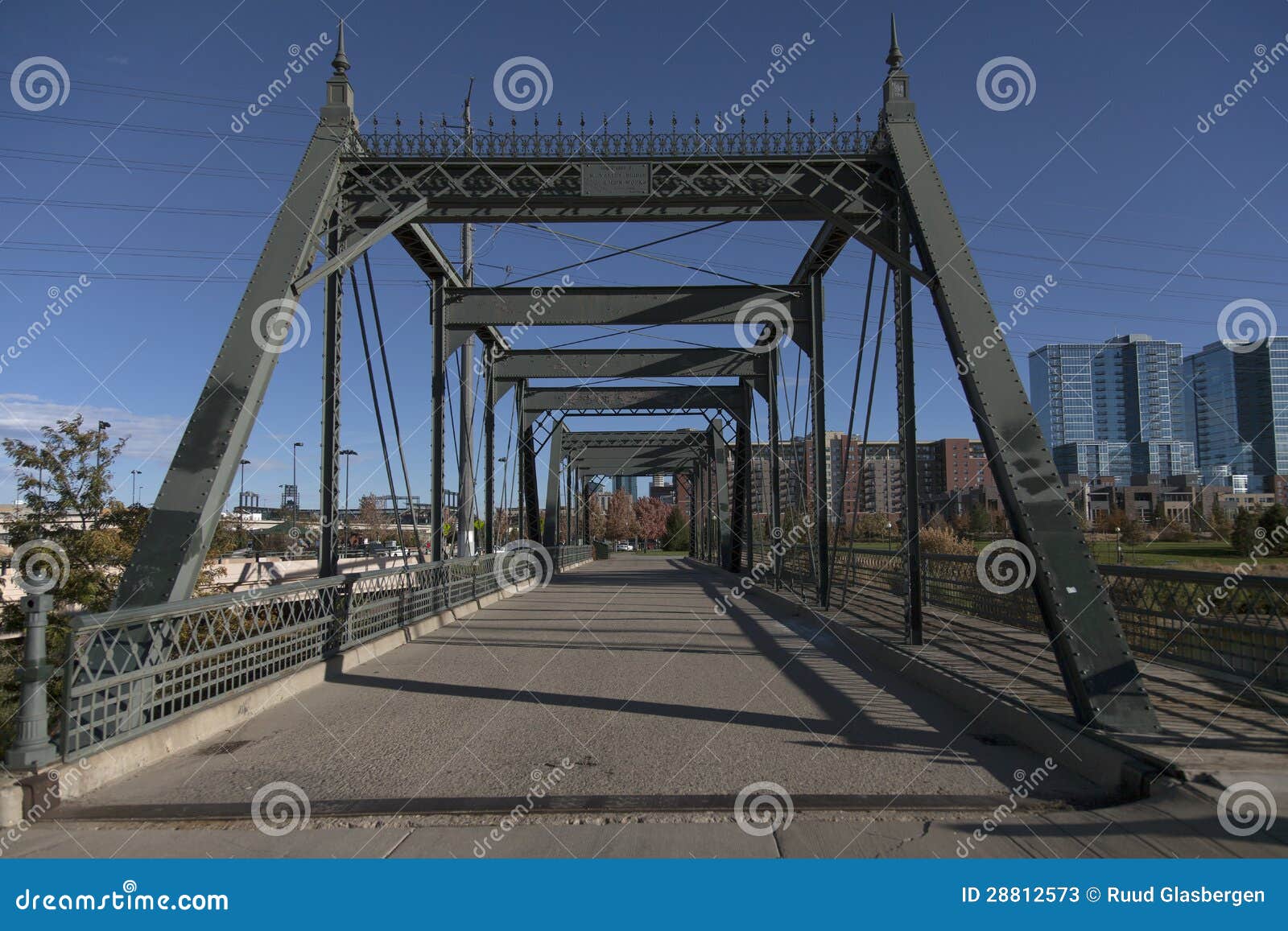 Old Wrought Iron Bridge in Denver Over Teh South Platte River Stock