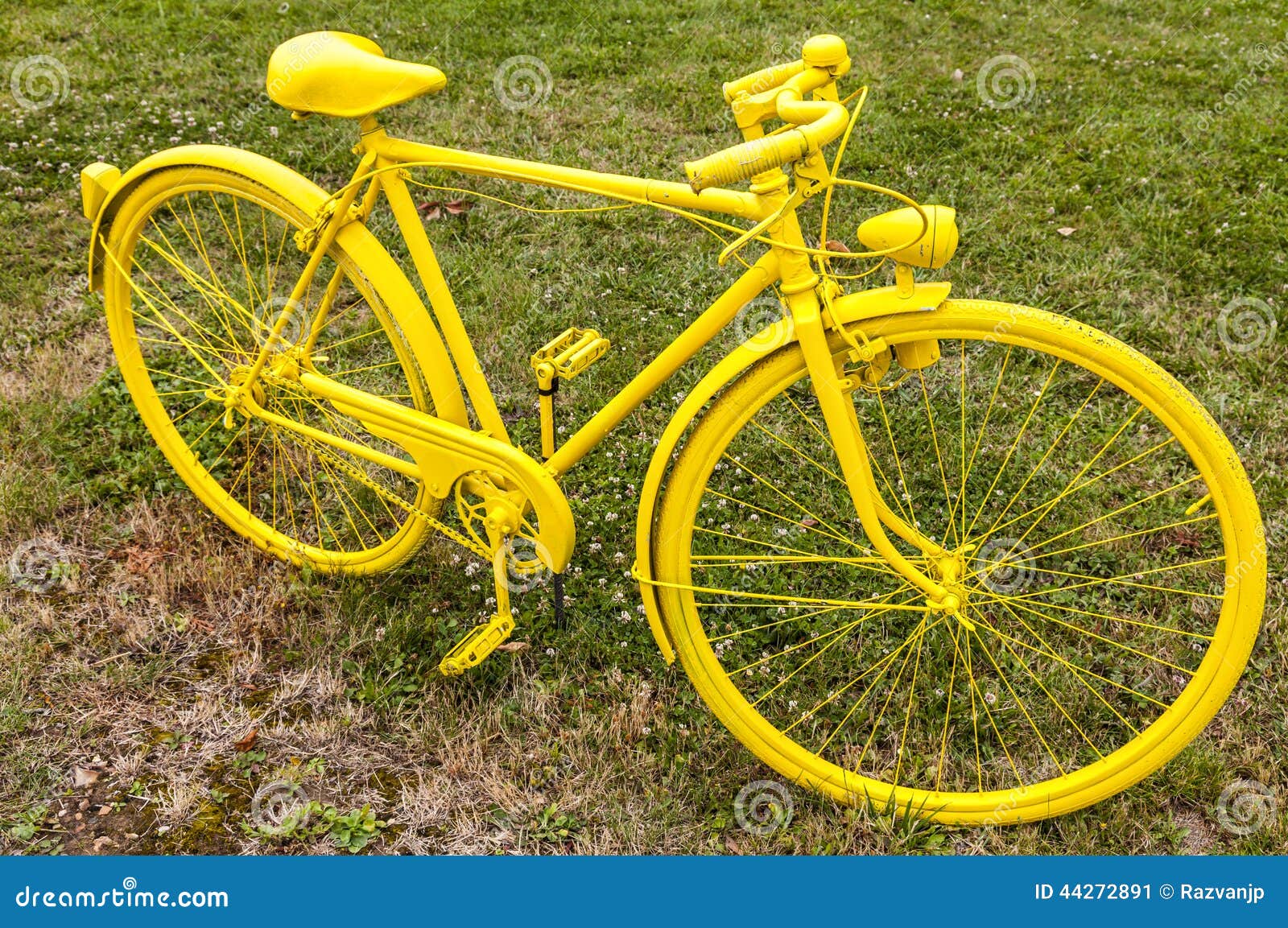 Old Yellow Bicycle in a Field Stock Image Image of wheel, activity
