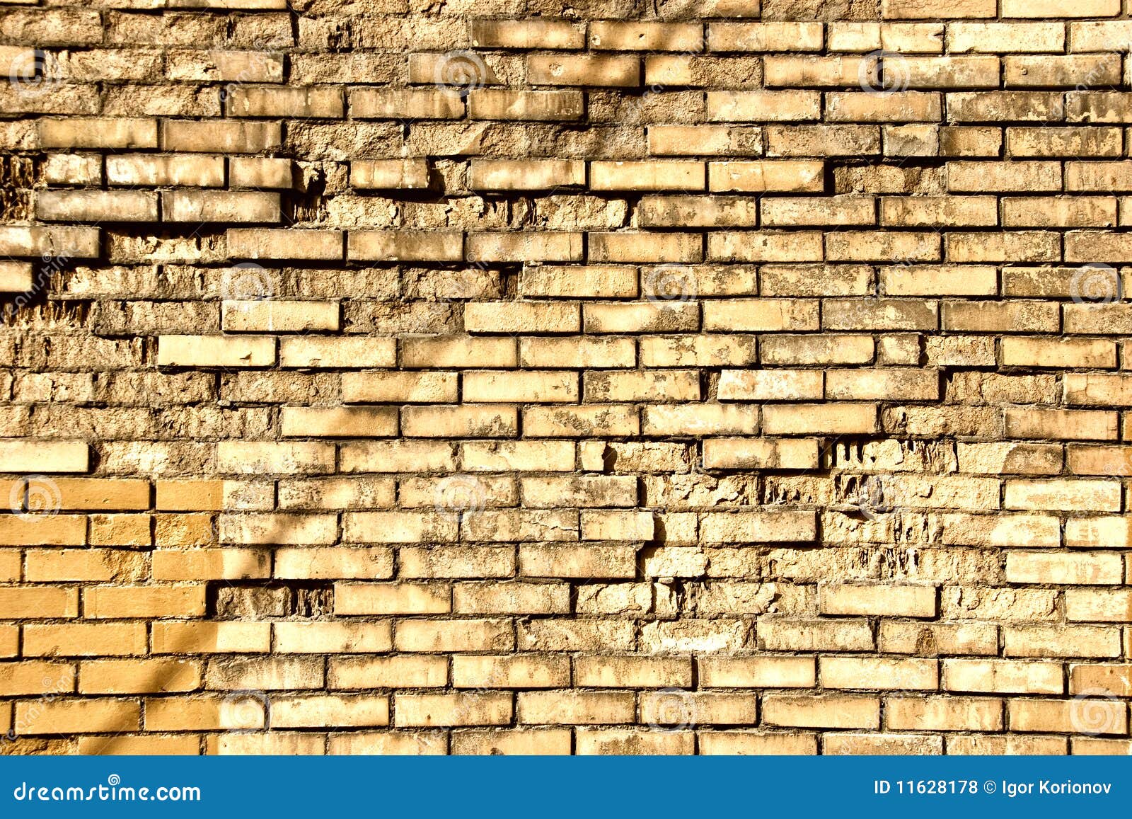 Old yellow brick wall stock photo. Image of cement, urban 11628178