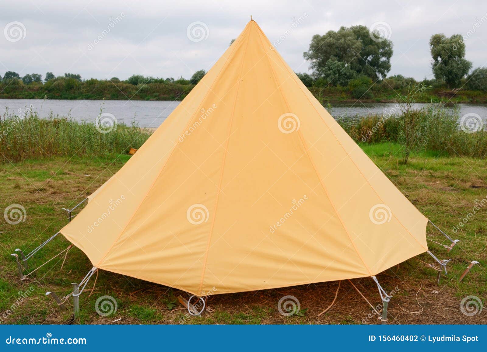 Old Yellow Canvas Camping Tent with Iron Pegs Stock Photo Image of brown, view 156460402