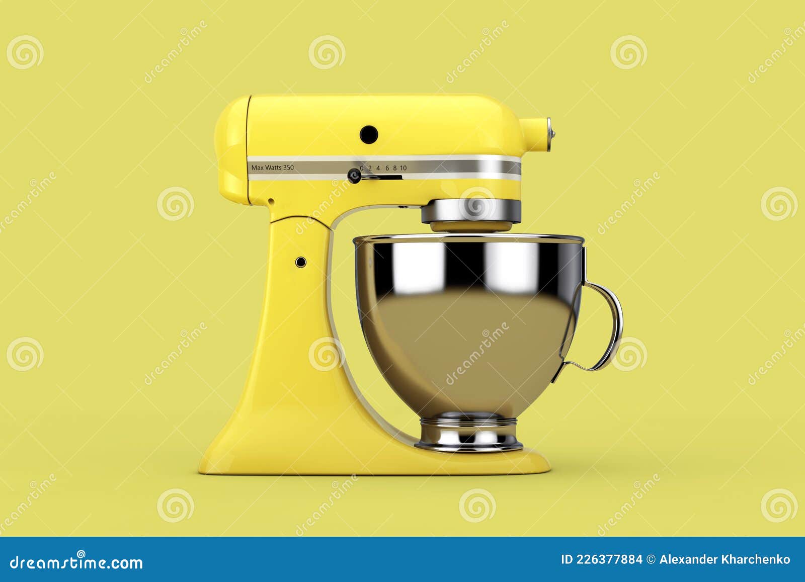 Old Yellow Kitchen Stand Food Mixer. 3d Rendering Stock Illustration Illustration of close