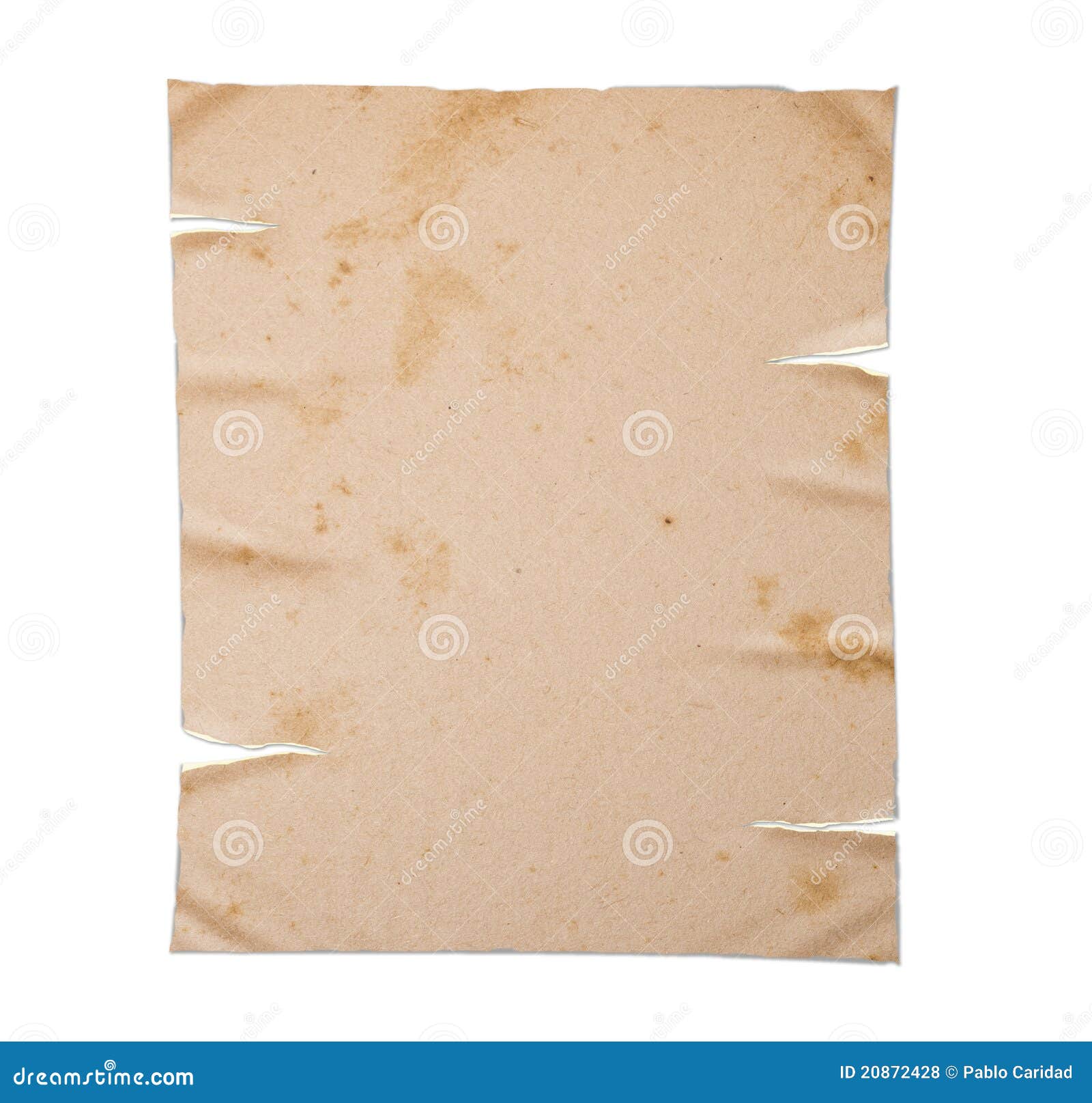 Old Yellow Paper Isolated, Clipping Path. Stock Photo - Image of rusted ...