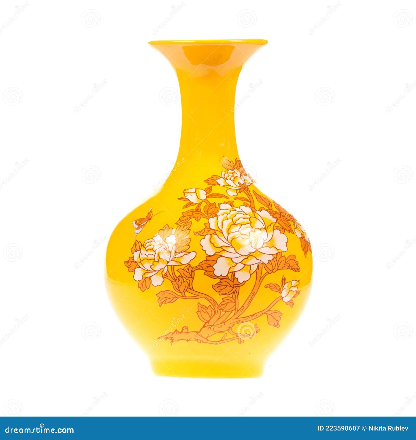 Old Yellow Porcelain Vase Isolated Stock Image Image of faience