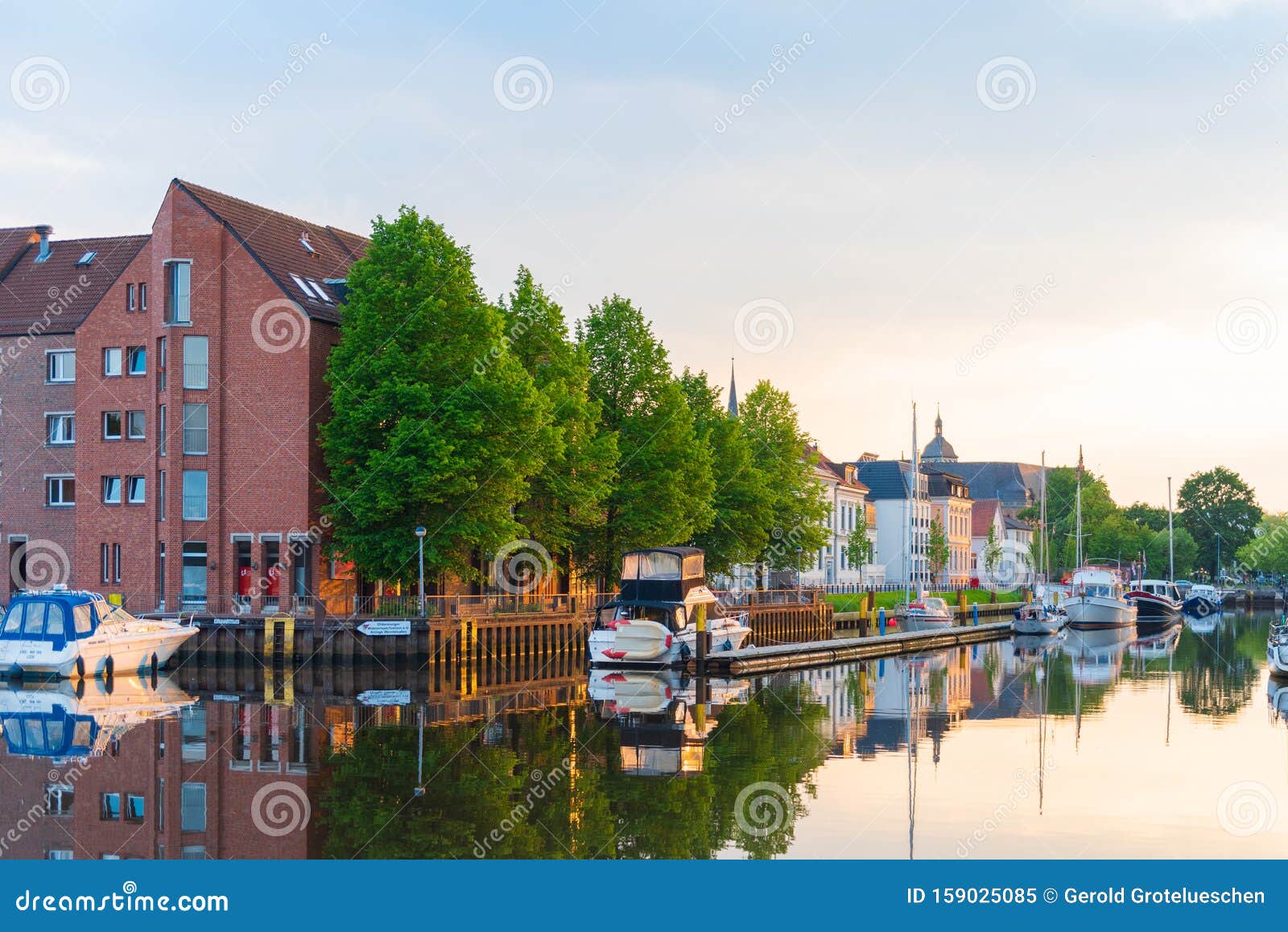 OLDENBURG, GERMANY MAY 24, 2019 Boats Drop Anchor in a Haven Editorial Image Image of