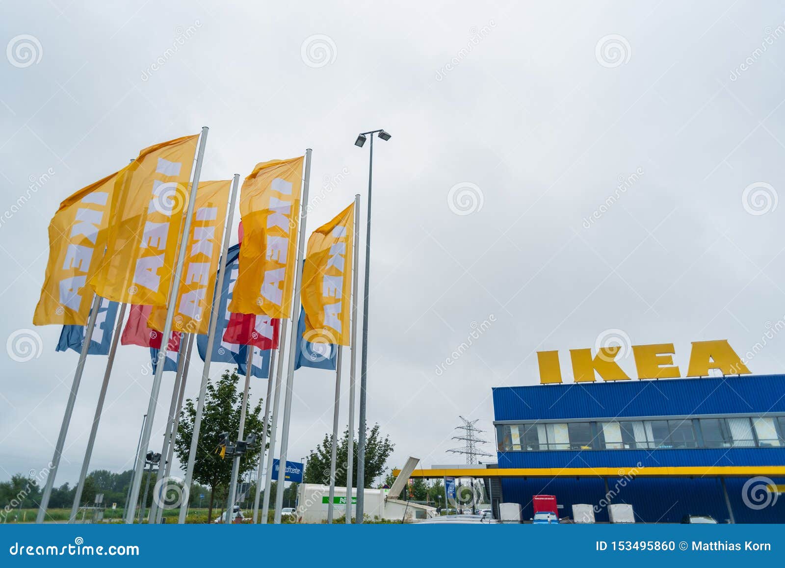 Oldenburg, Lower Saxony, Germany - July 13, 2019 IKEA Flags Near The IKEA Store. IKEA Is The ...