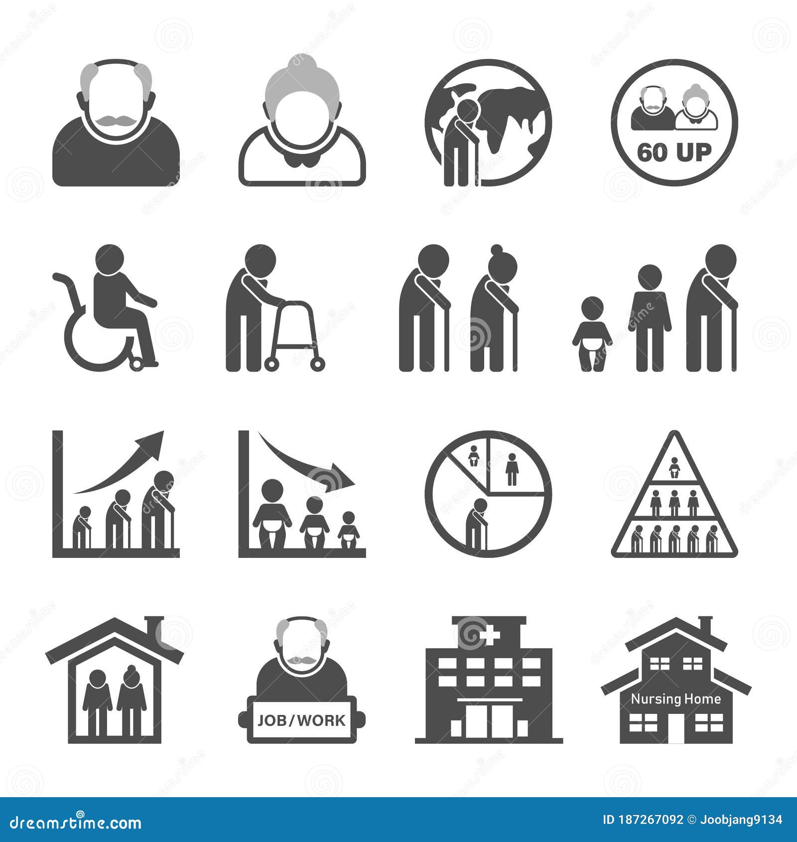 older person icon set - aging society