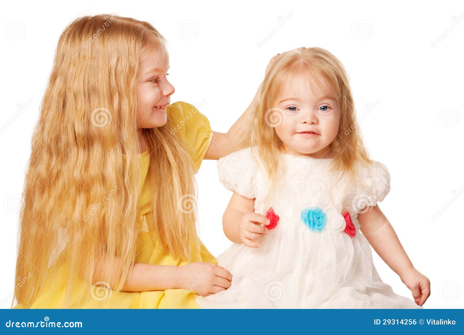 Older Sister Stroking The Head A Little Sister Royalty Free Stock Image ...