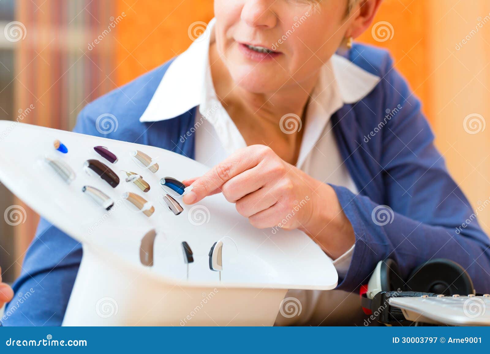 deaf woman with hearing aid