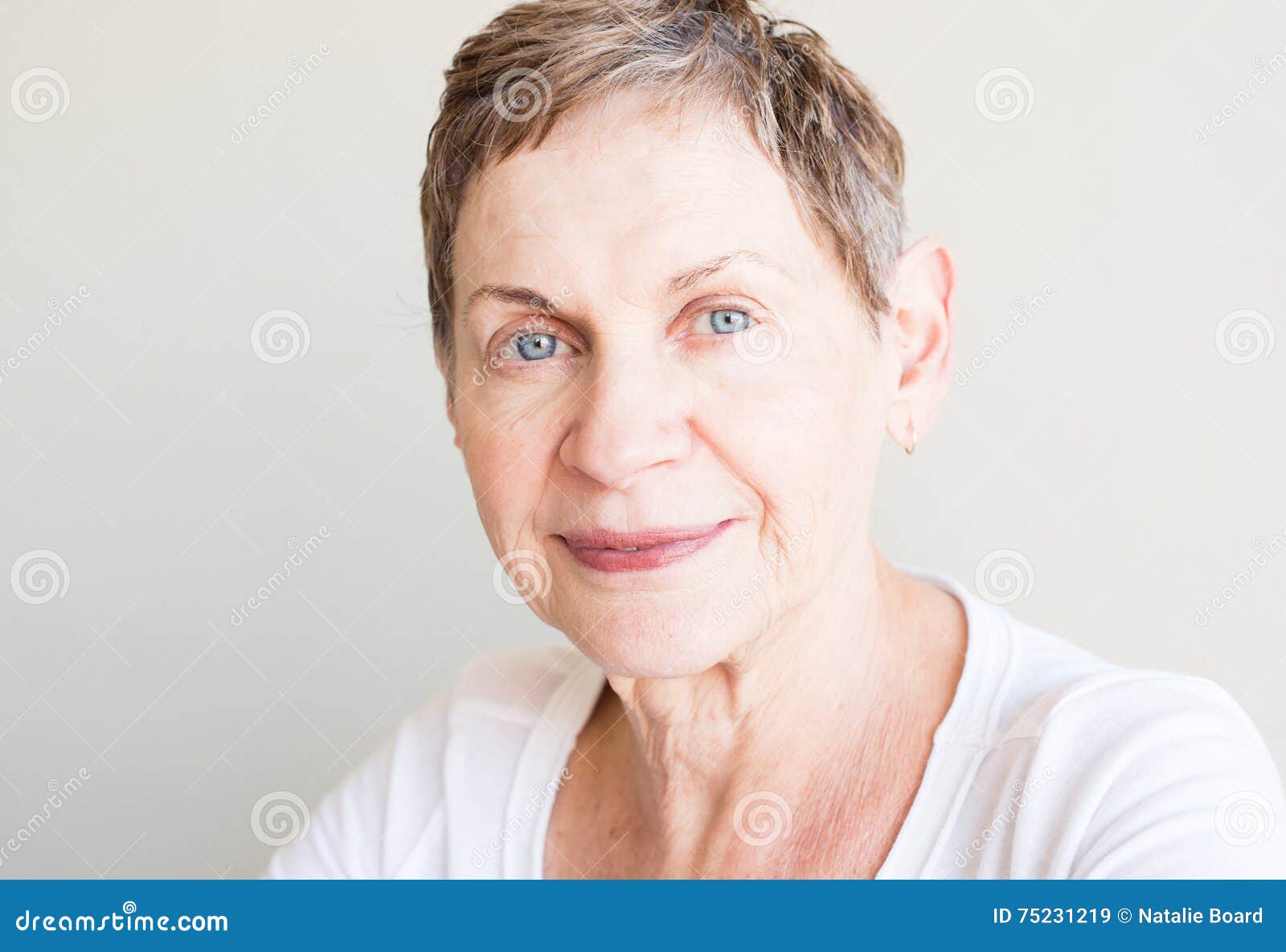 Short haired older woman