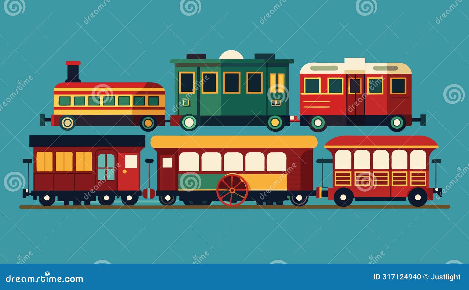 a of oldfashioned train cars each one lovingly restored and proudly displayed by their respective owners.. 