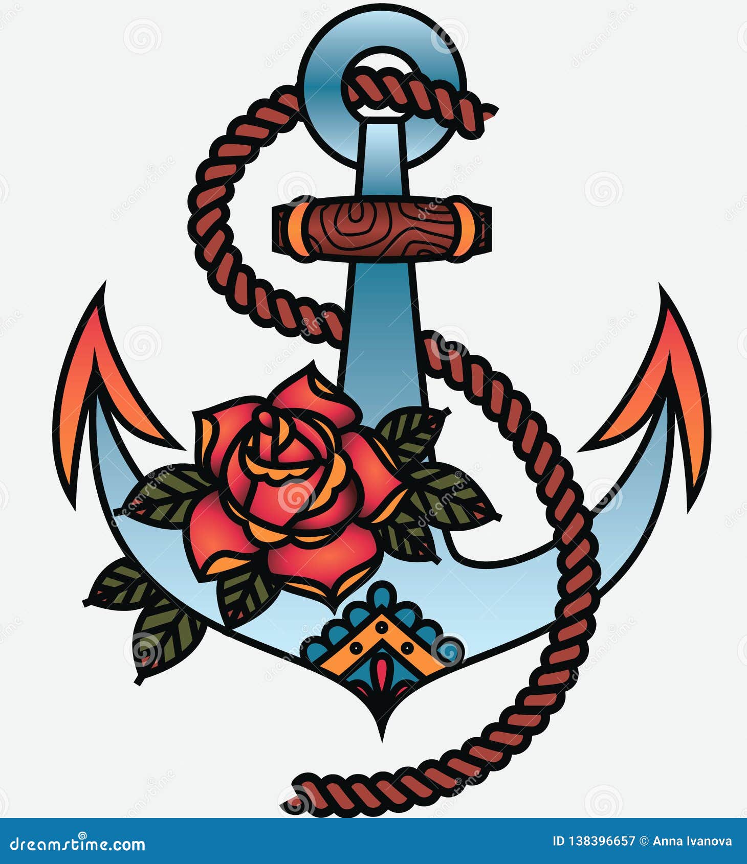 anchor rose tattoo design