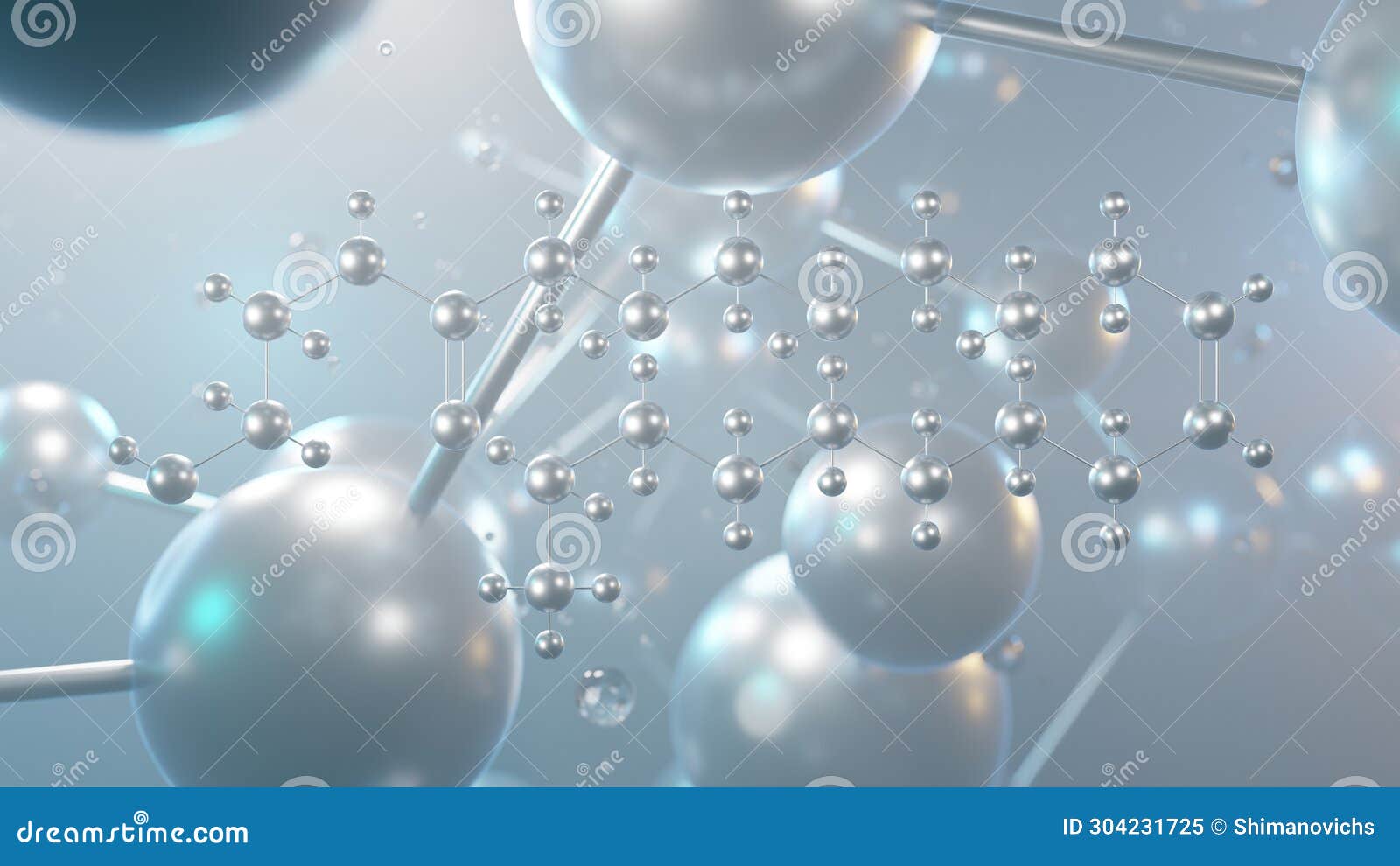 oleoylethanolamide molecular structure, 3d model molecule, ethanolamide lipid, structural chemical formula view from a microscope