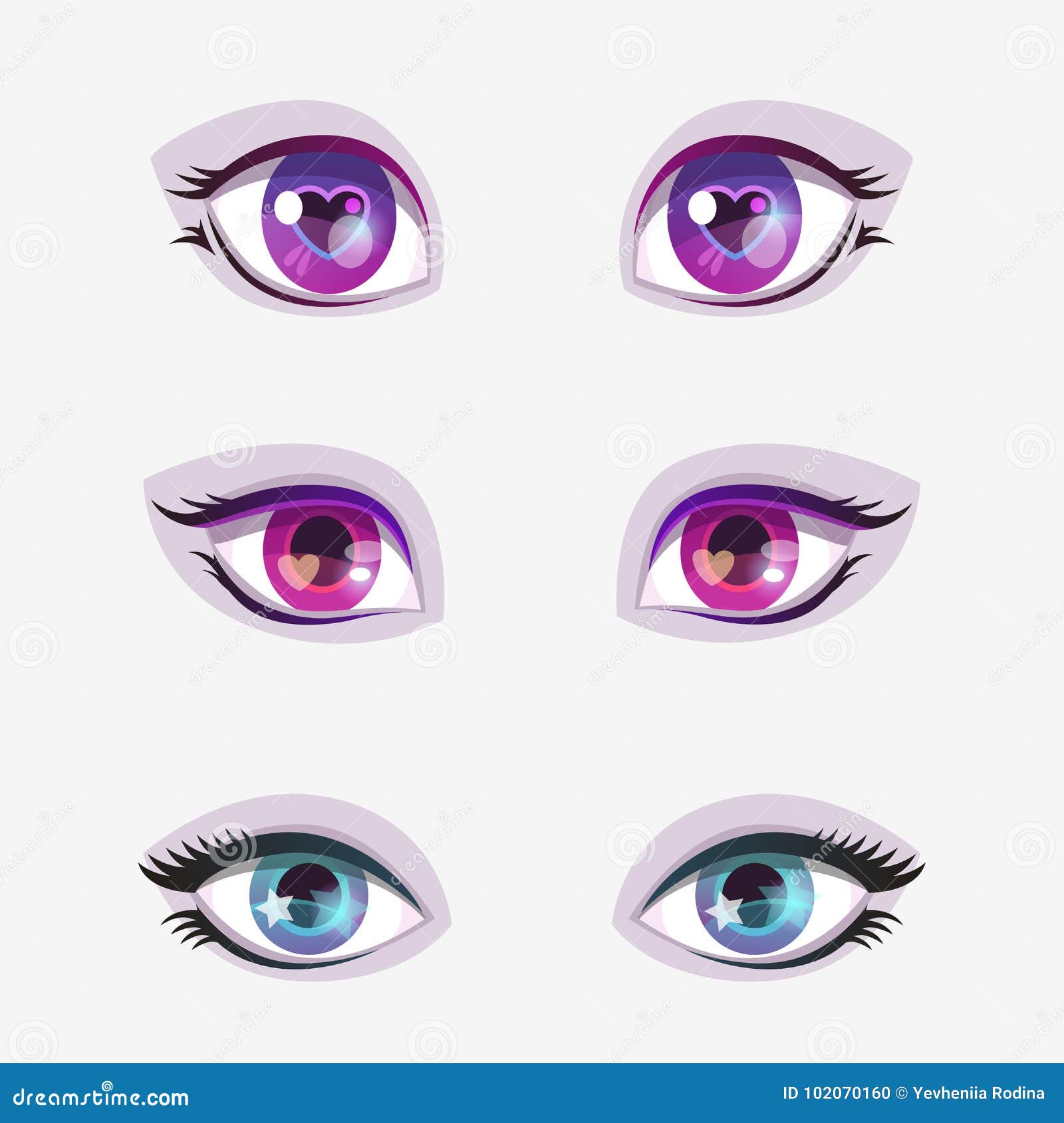 Olhos Coloridos Dos Desenhos Animados Bonitos Ajustados Ilustração do Vetor  - Ilustração de eyeball, lente: 102070160