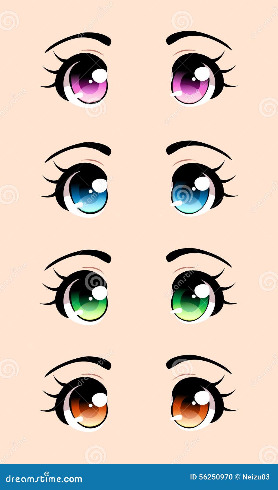 Vetores de Olhos Masculinos Do Estilo Do Anime Em Cores Diferentes e mais  imagens de Olho - iStock