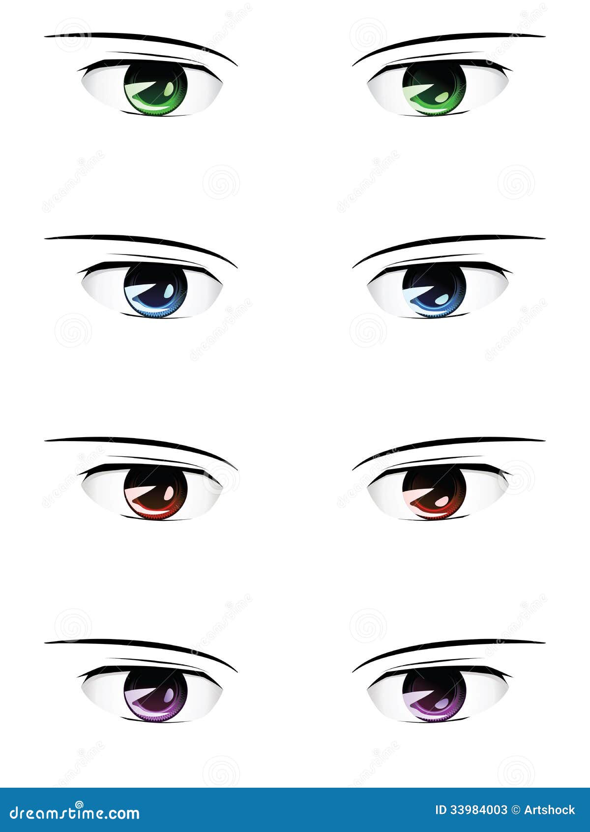 Vetores de Olhos Masculinos Do Estilo Do Anime Em Cores Diferentes e mais  imagens de Olho - iStock