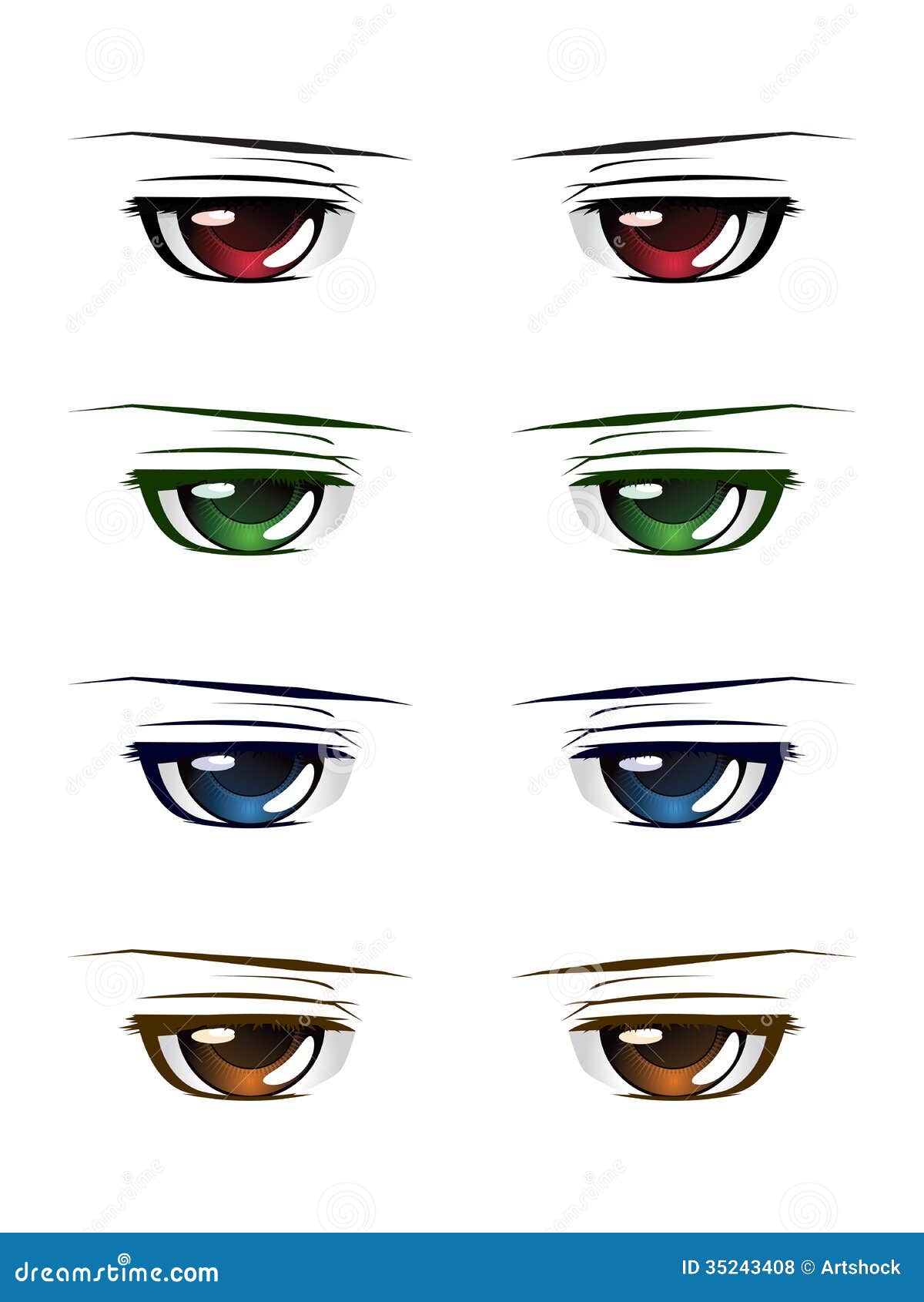 Vetores de Olhos Masculinos Do Estilo Do Anime Em Cores Diferentes e mais  imagens de Olho - iStock