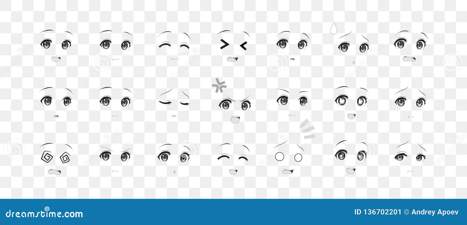 Anime Feliz No Estilo Manga Ilustração Em Preto E Branco