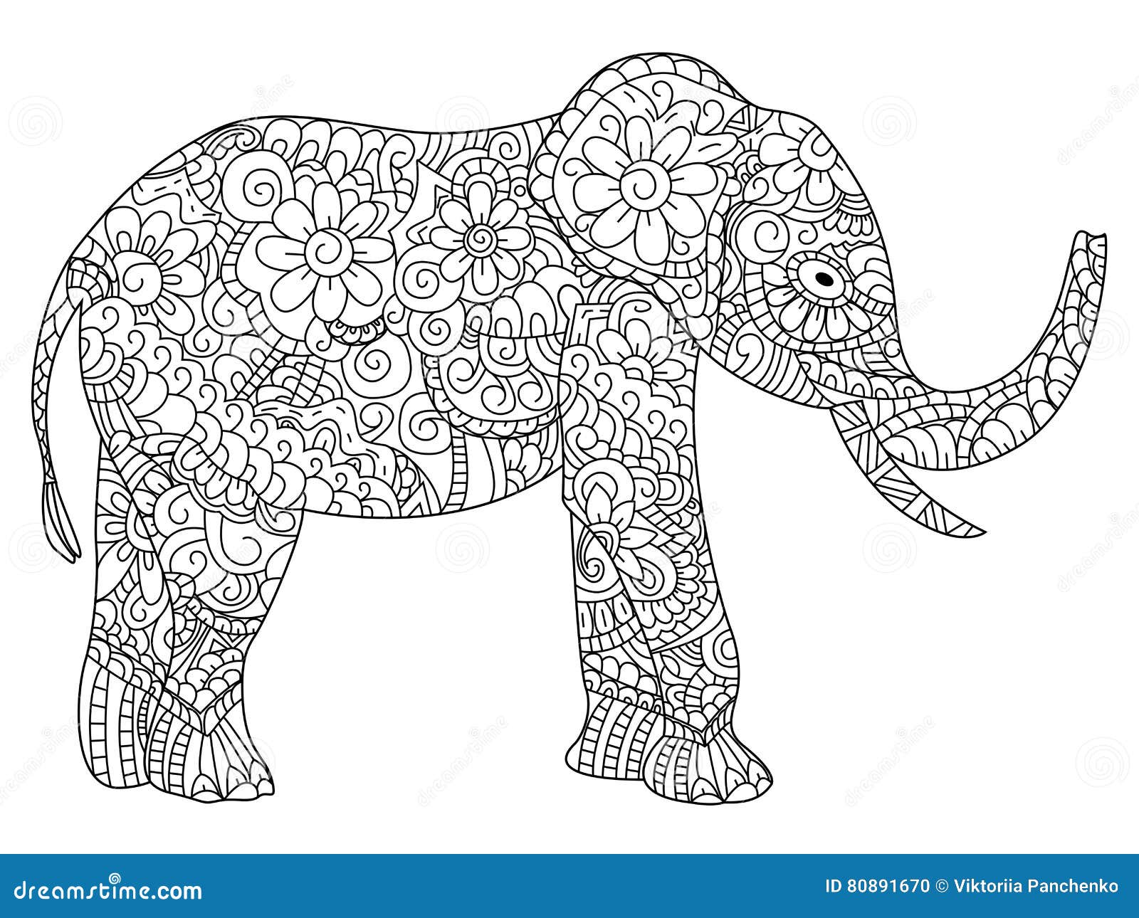 stock illustratie olifant het kleuren boekvector voor volwassenen image