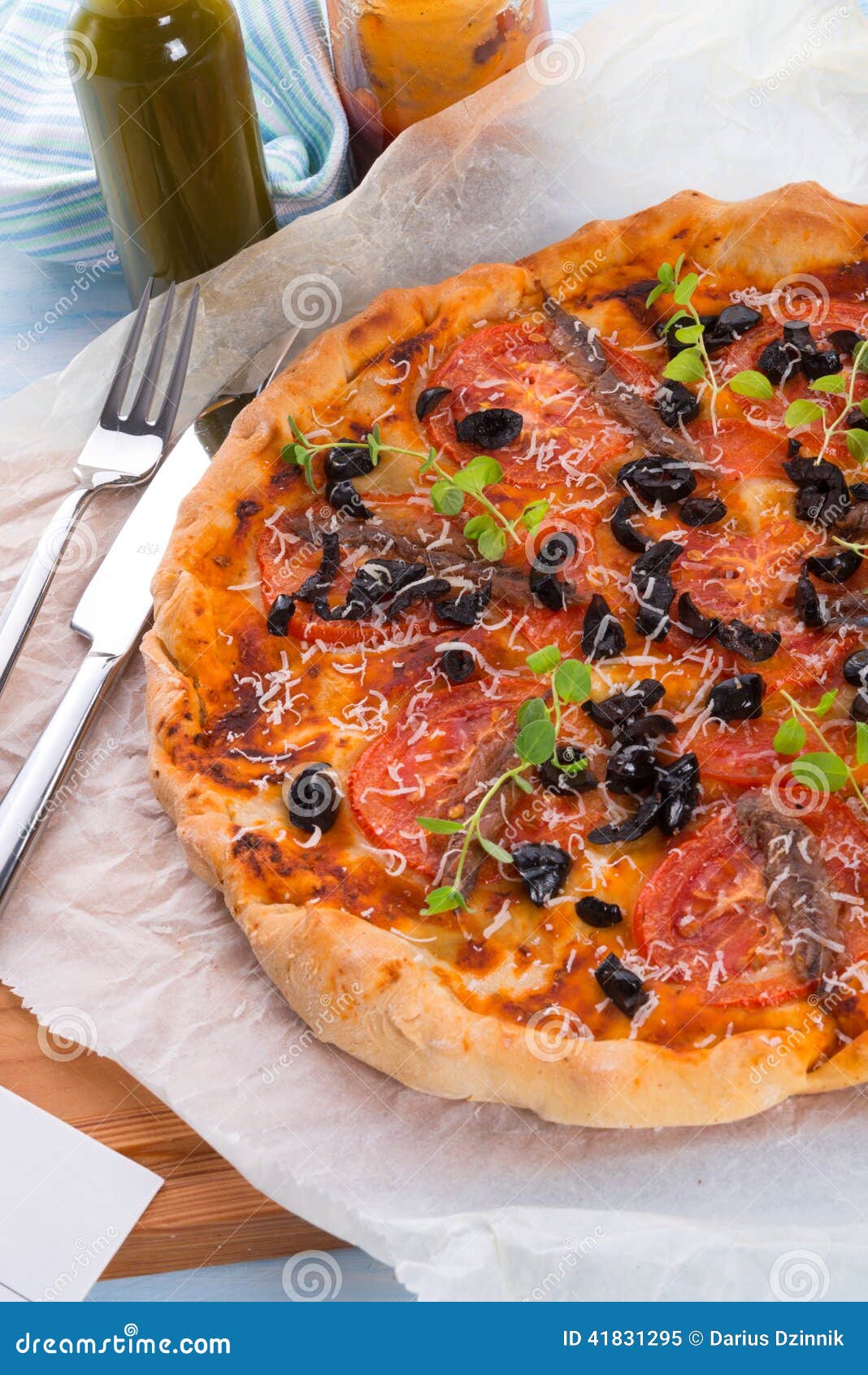 Olive anchovy pizza stock image. Image of napoli, anchovy 41831295