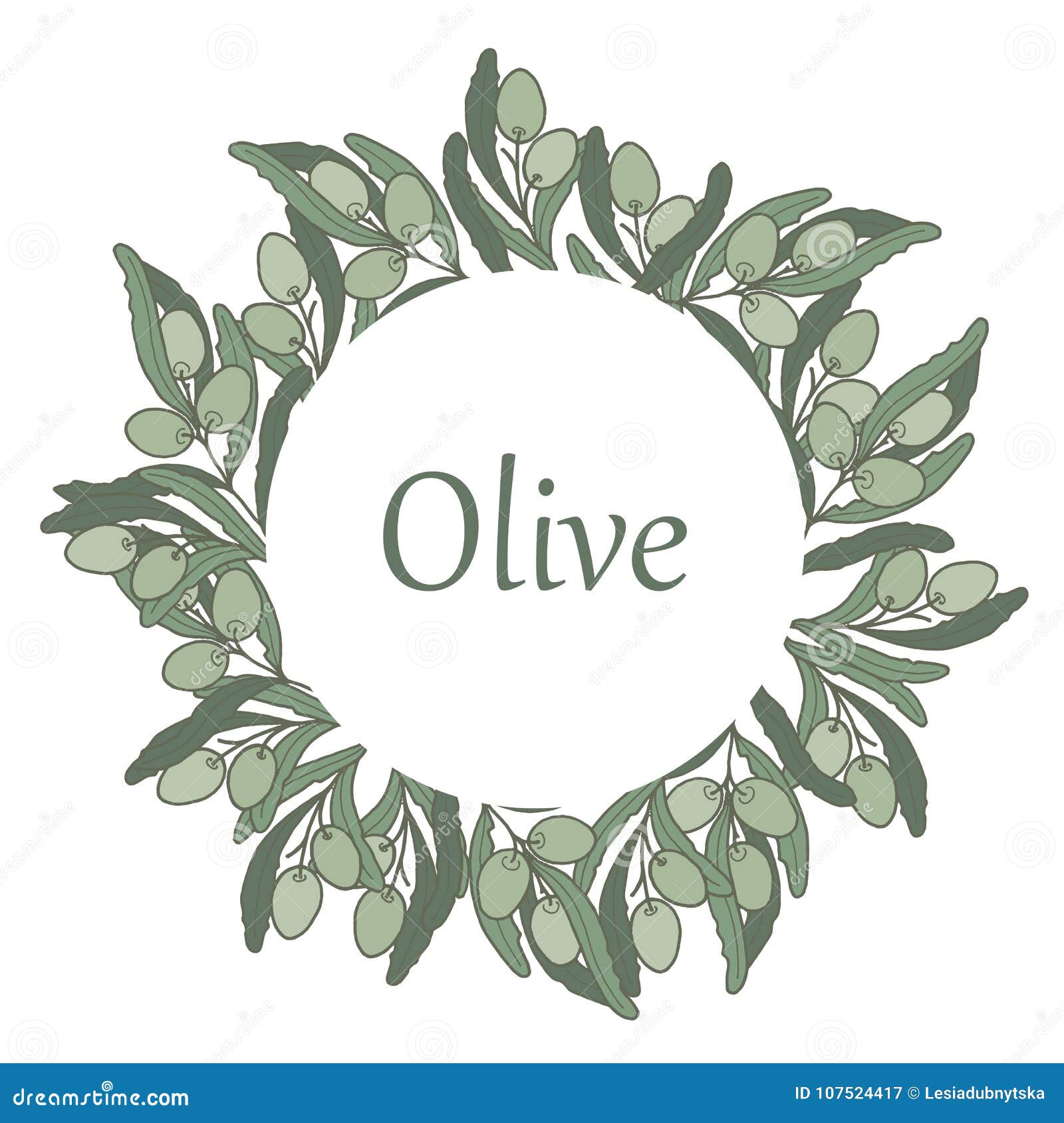 Olive in a circle frame stock vector. Illustration of leaf - 107524417