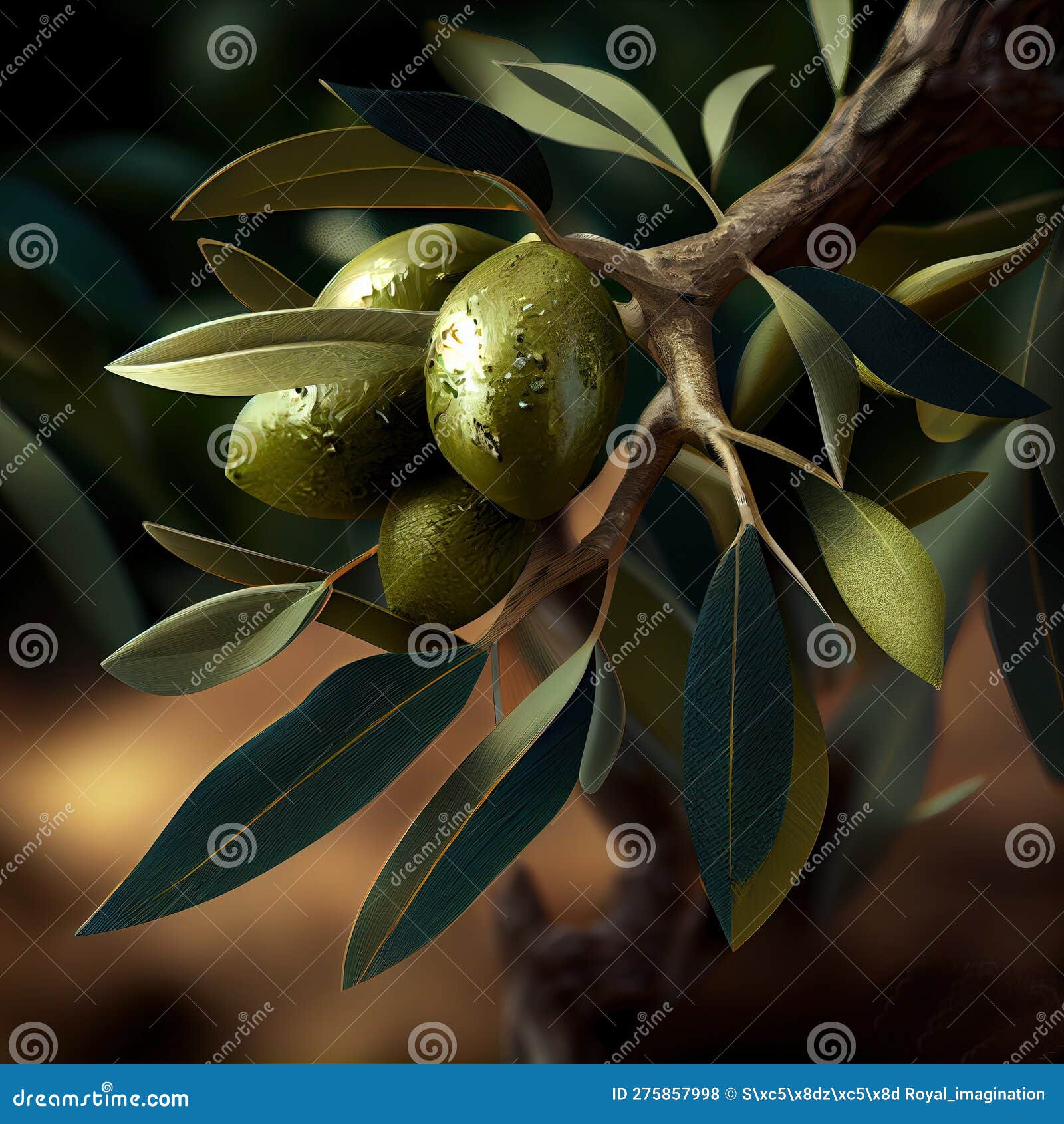 olive branch with green olives wet from the morning rocio - generated artificial intelligence - ai