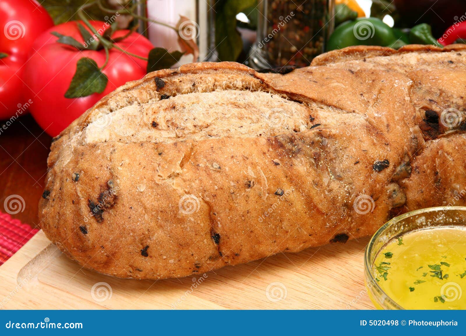 Olive Bread Loaf in Kitchen Stock Photo Image of carbs, kitchen 5020498