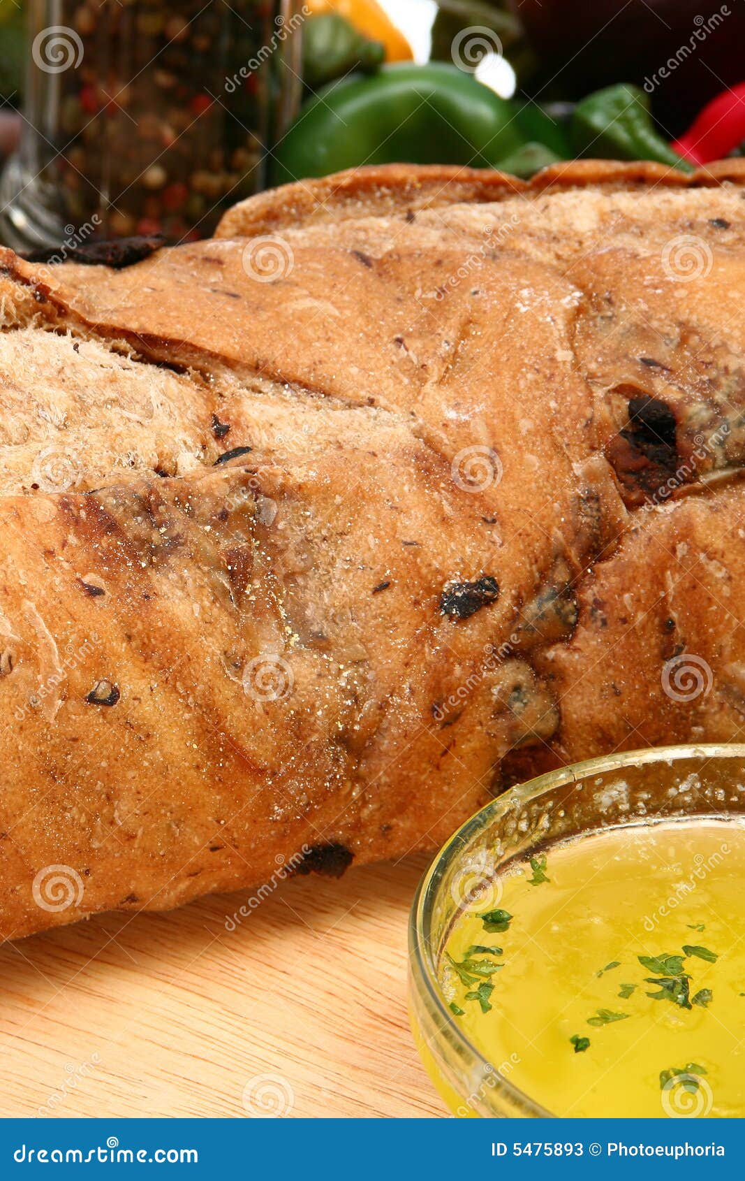 Olive Bread Loaf in Kitchen Stock Image Image of garlic, loaf 5475893
