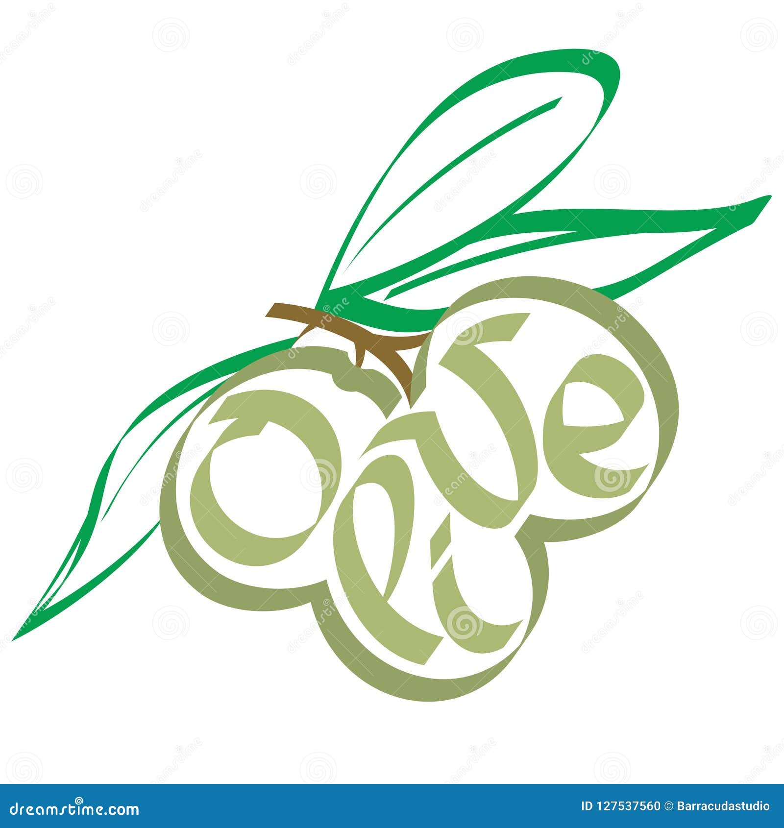 Olive Calligraphy, Typography. Fruit Typography. Stock Vector