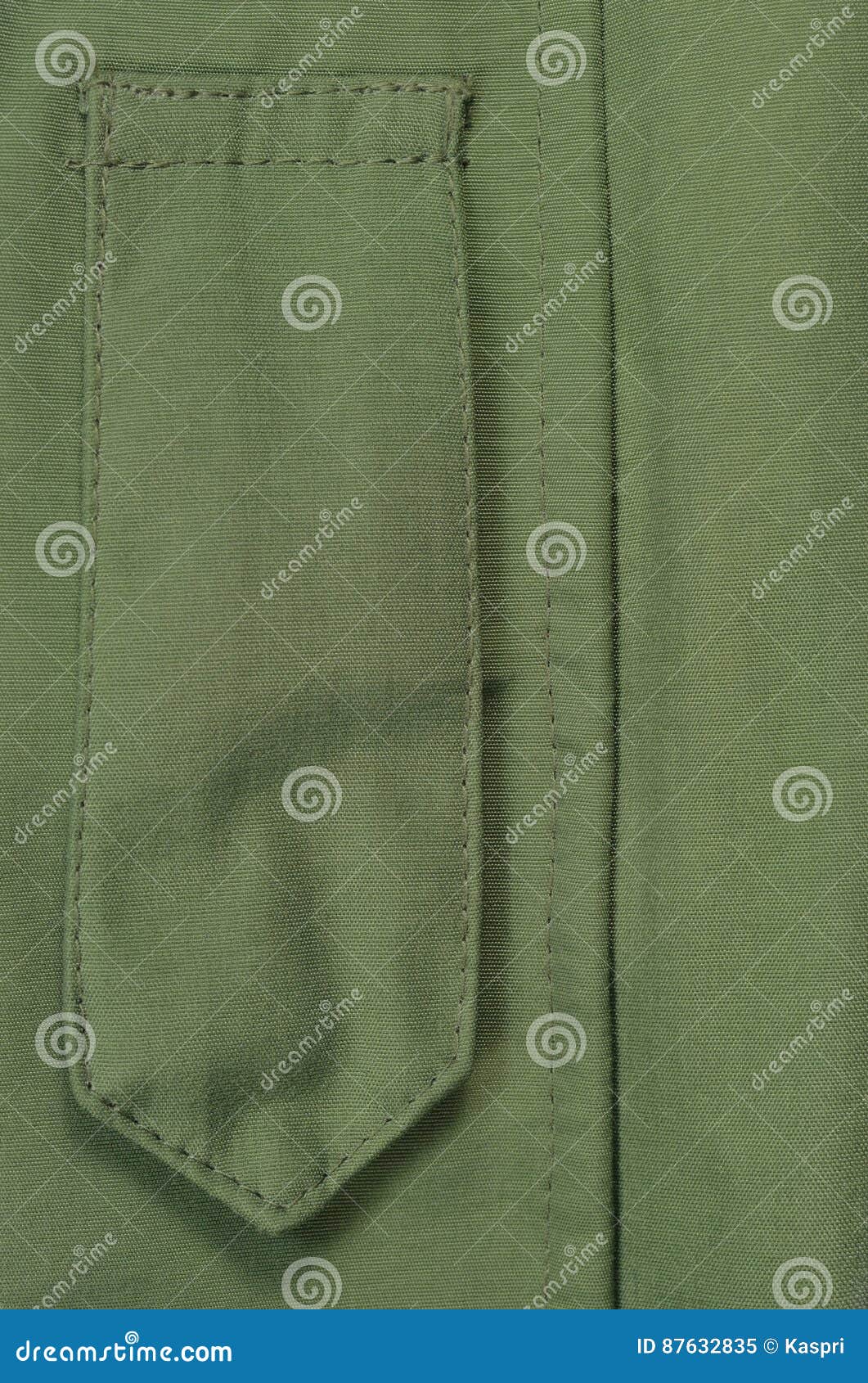 olive drab green ecwcs parka rank insignia badge loop closeup, blank empty vertical apparel background copy space, front placket