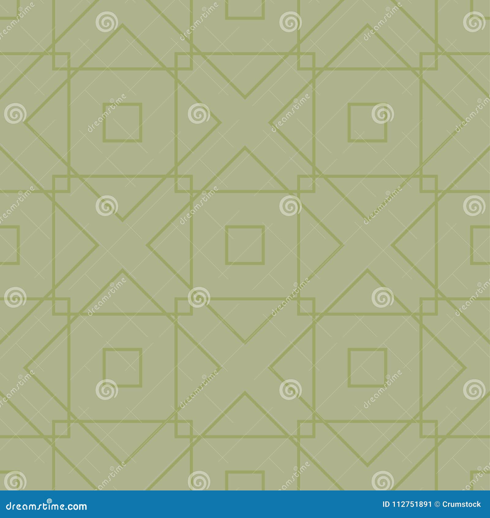 Olive Green Geometric Print. Seamless Pattern Stock Vector