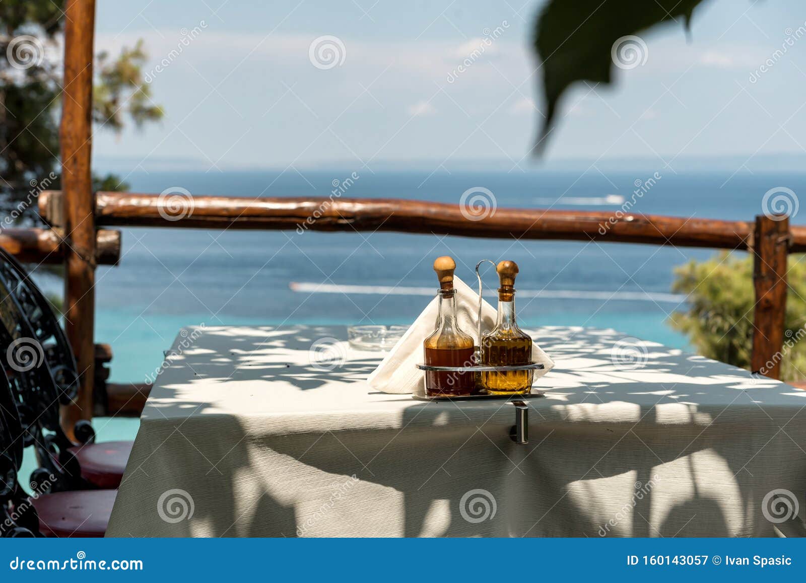 Olive Oil and Balsamic Vinegar on a Restaurant Table Stock Image