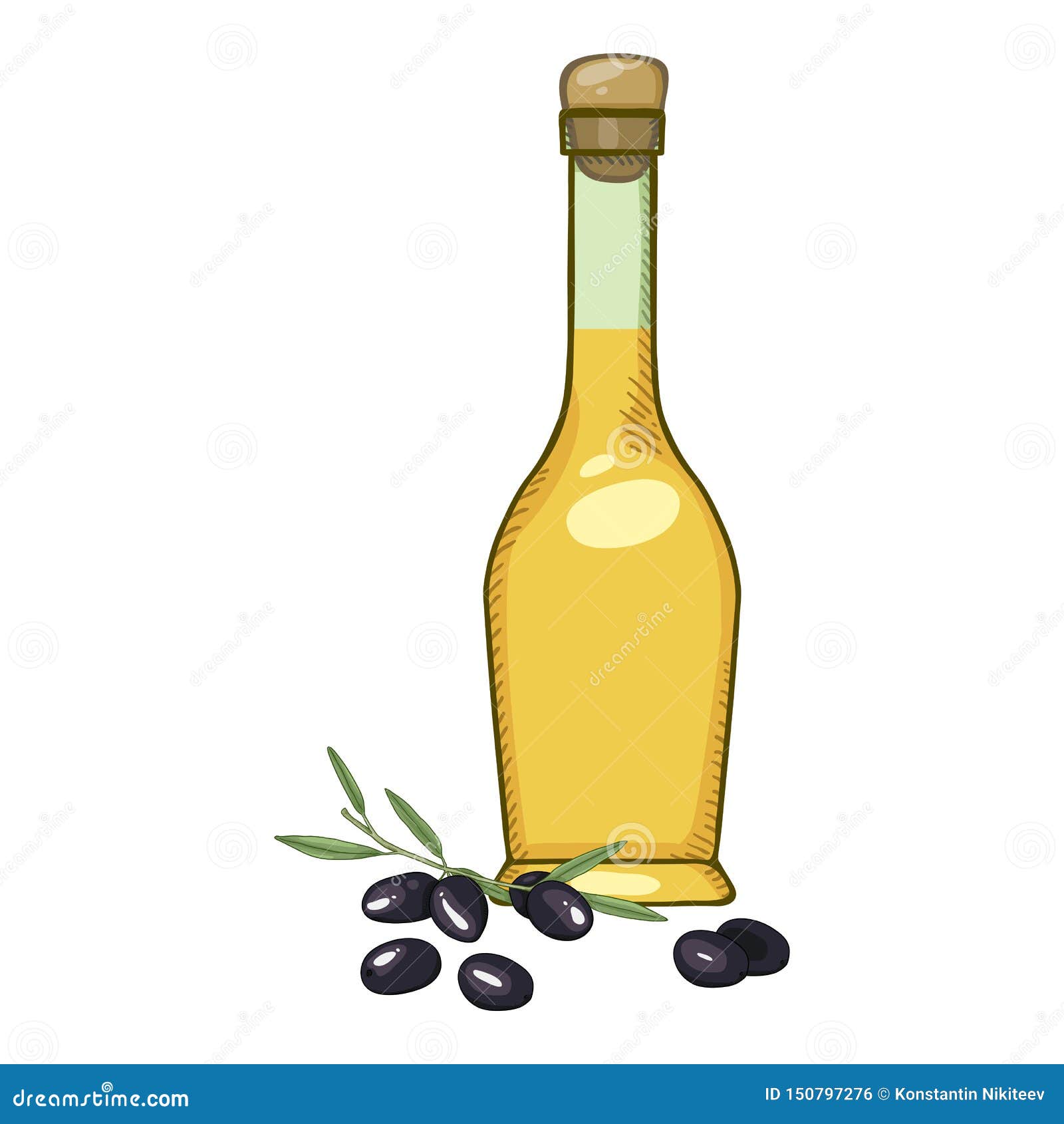 Olive Oil Bottle. Vector Cartoon Illustrastration Stock Vector -  Illustration of market, clipart: 150797276