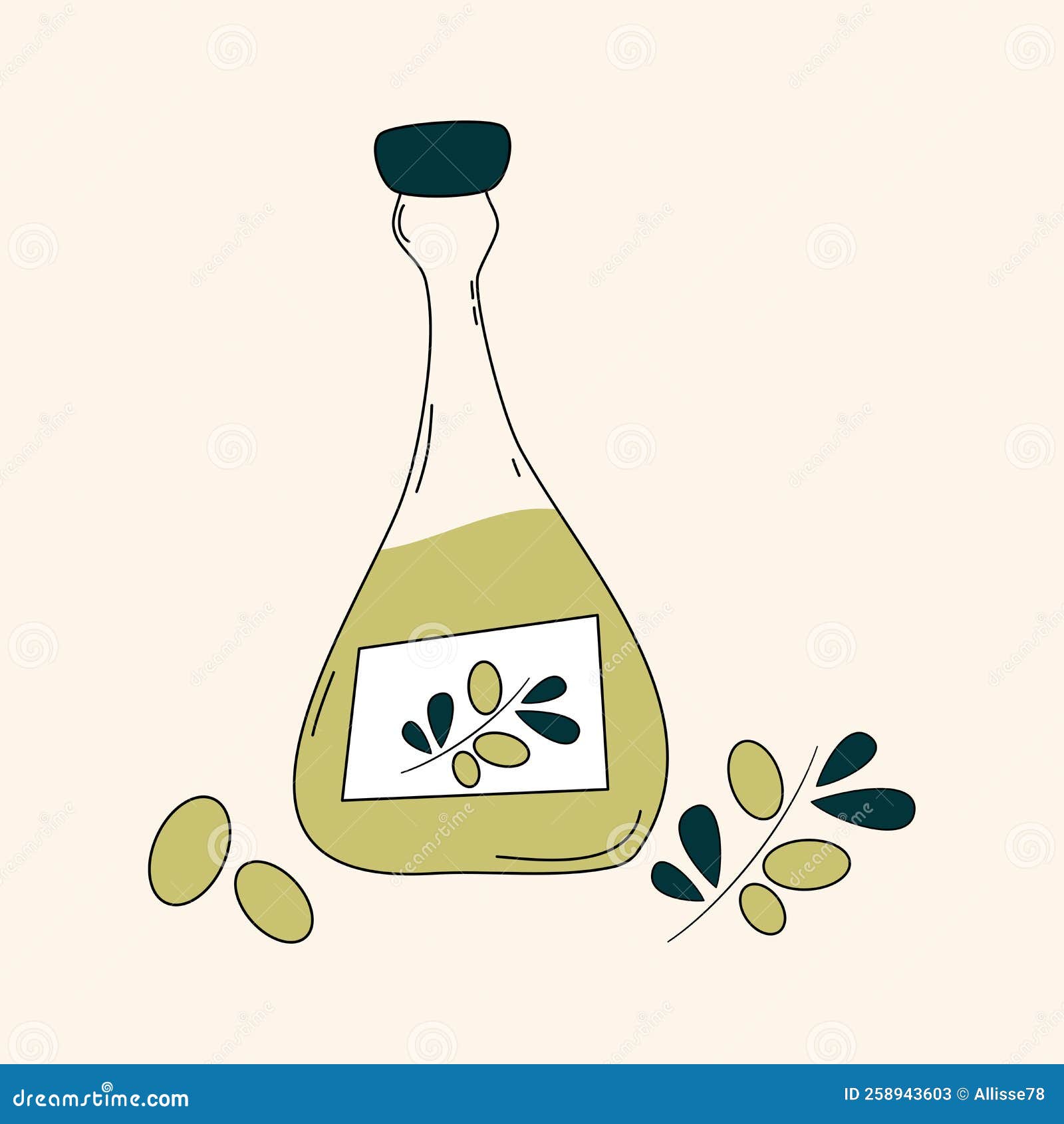Olive oil bottle stock vector. Illustration of nutrition 258943603
