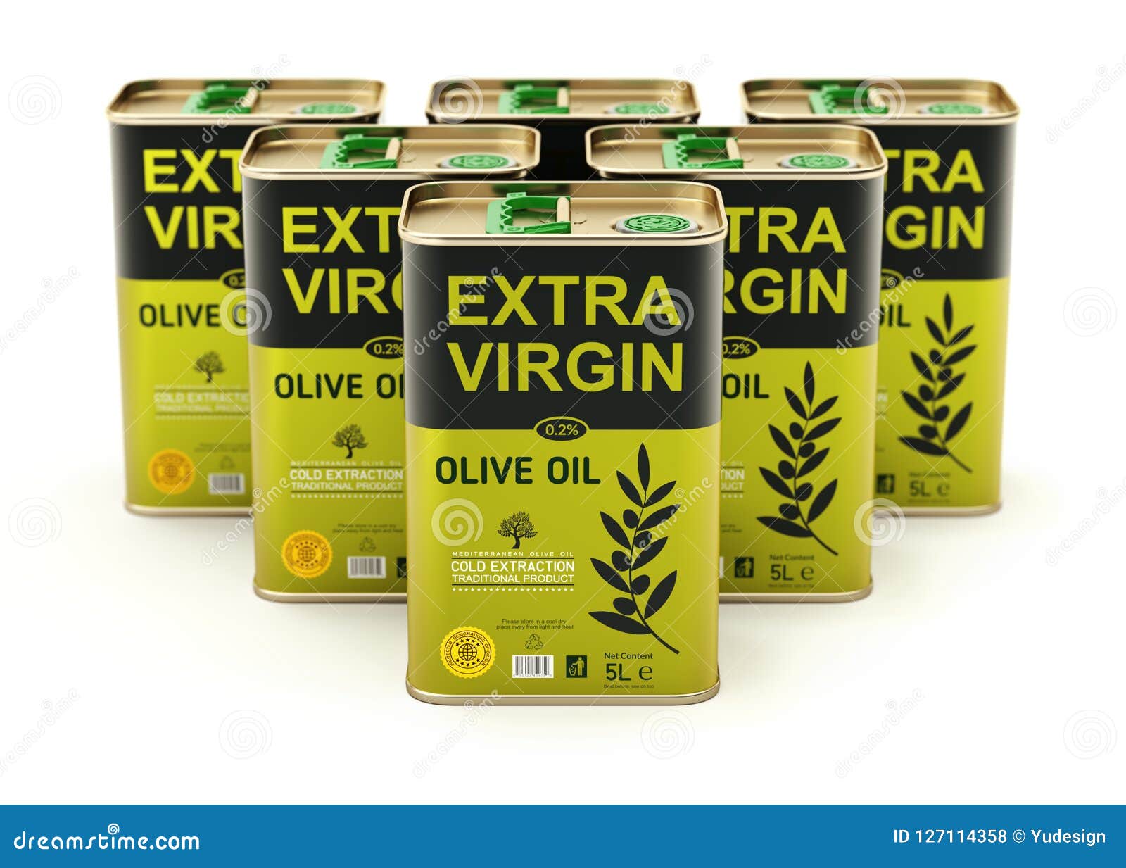 Olive Oil Cans with Abstract Label Stock Illustration Illustration of