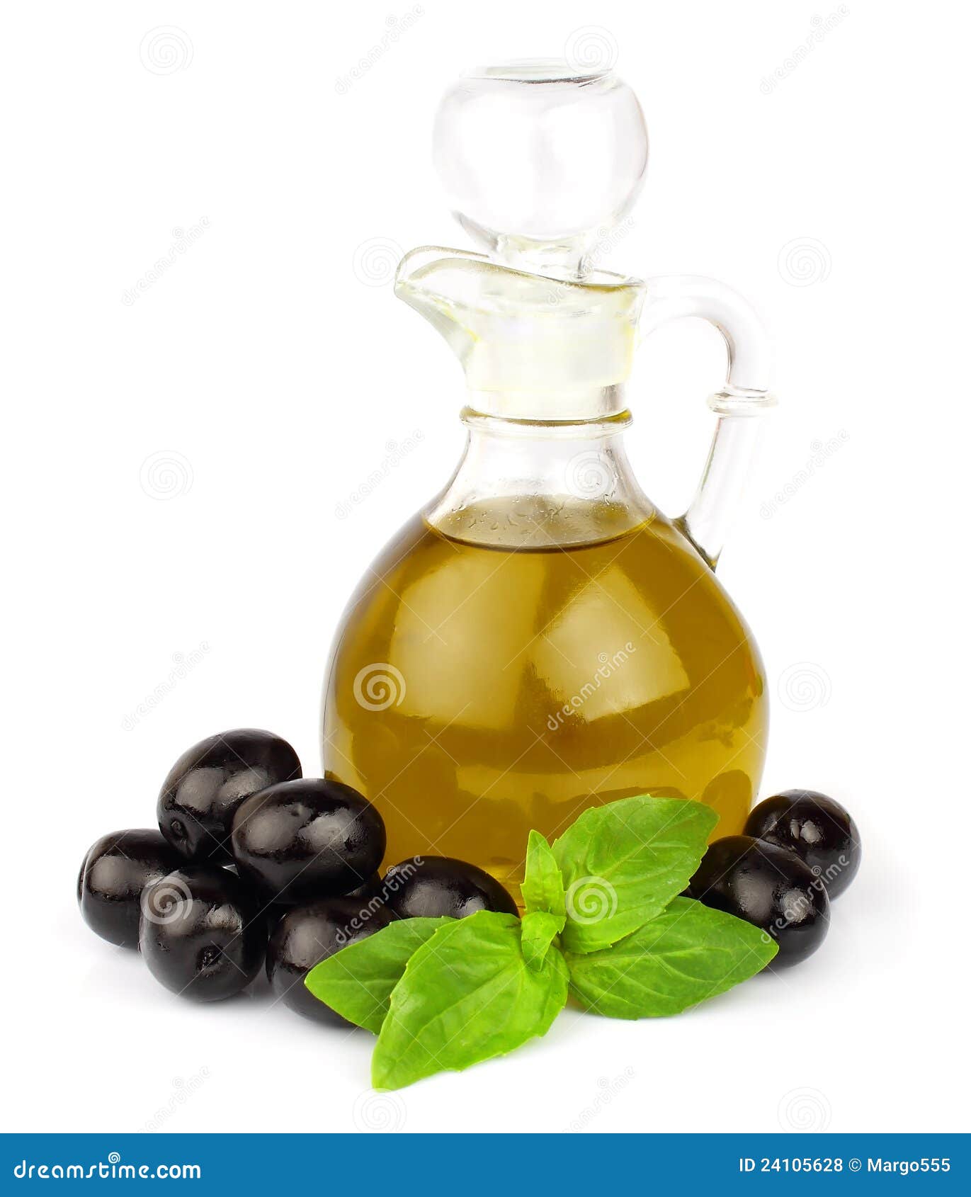 Olive oil and fresh basil stock photo. Image of green 24105628