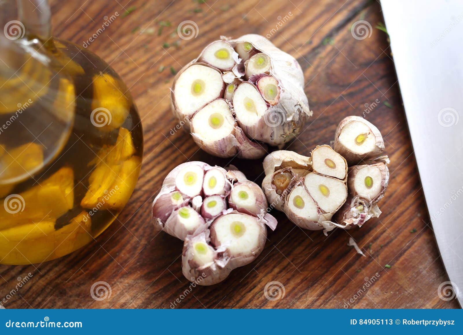 Olive Oil with Garlic Cloves Stock Image Image of organic, head 84905113