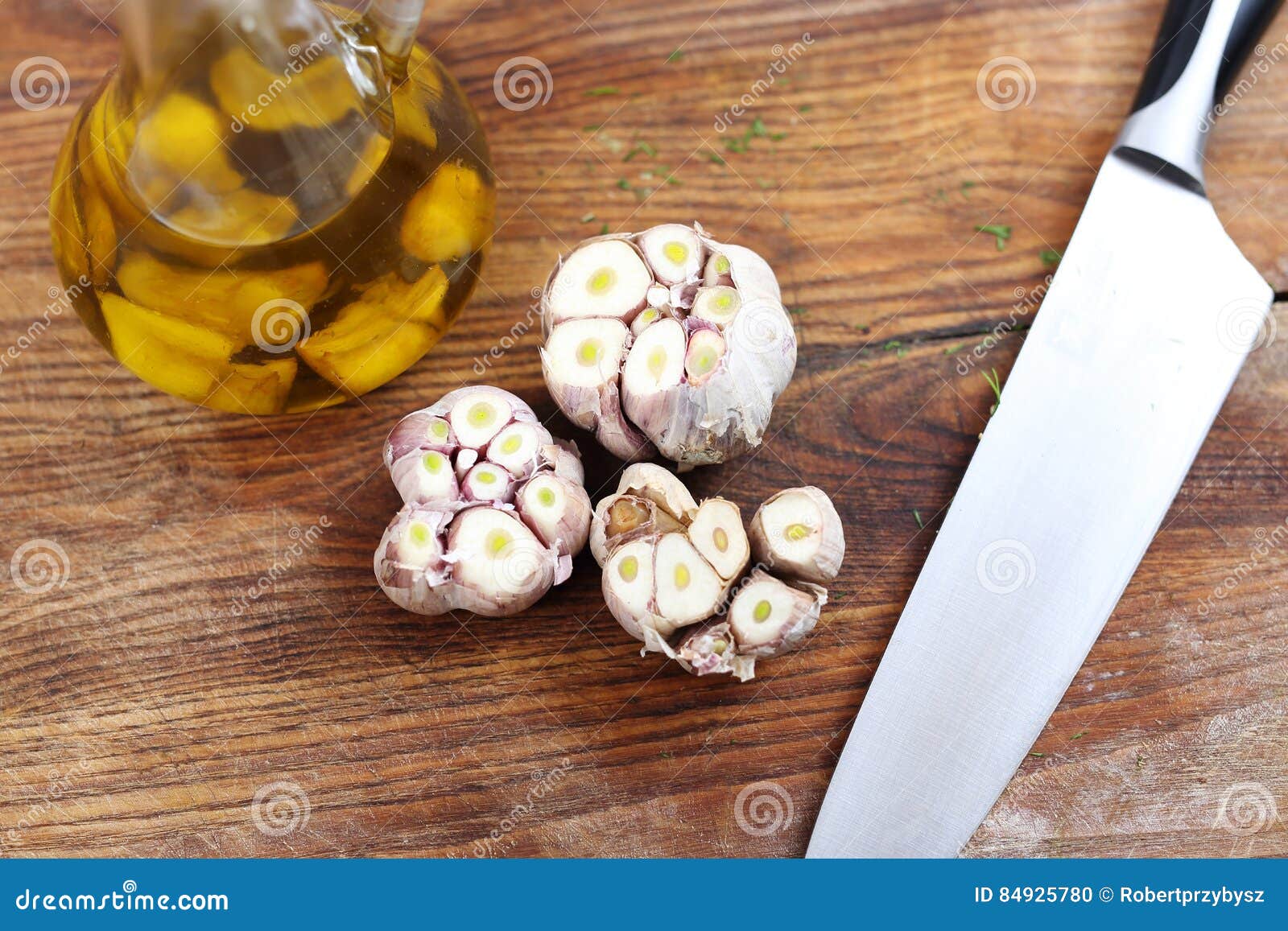 Olive Oil with Garlic Cloves Stock Photo Image of cooking, health