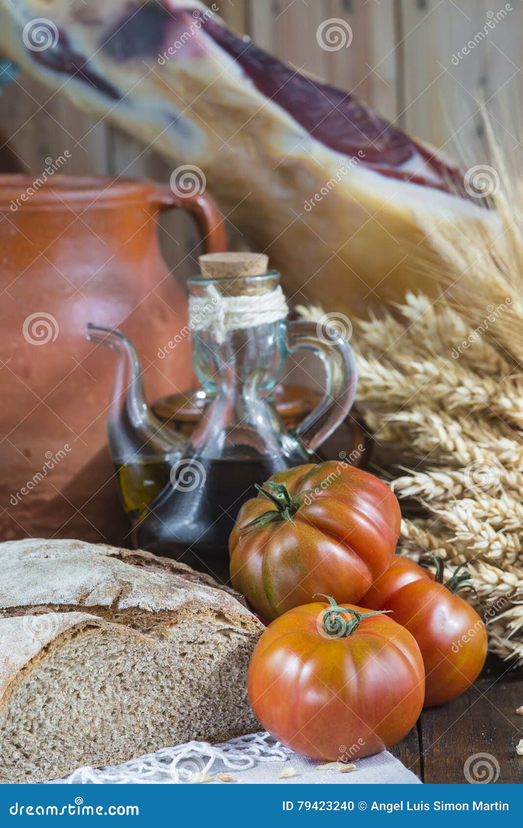 Olive Oil with Jam Bread and Tomatoes Stock Photo Image of homemade