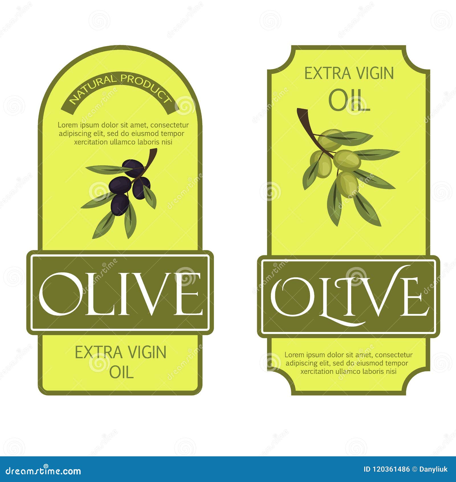 Olive Oil Labels Vector Illustration Green Organic Food Templates With Food Product Labels Template