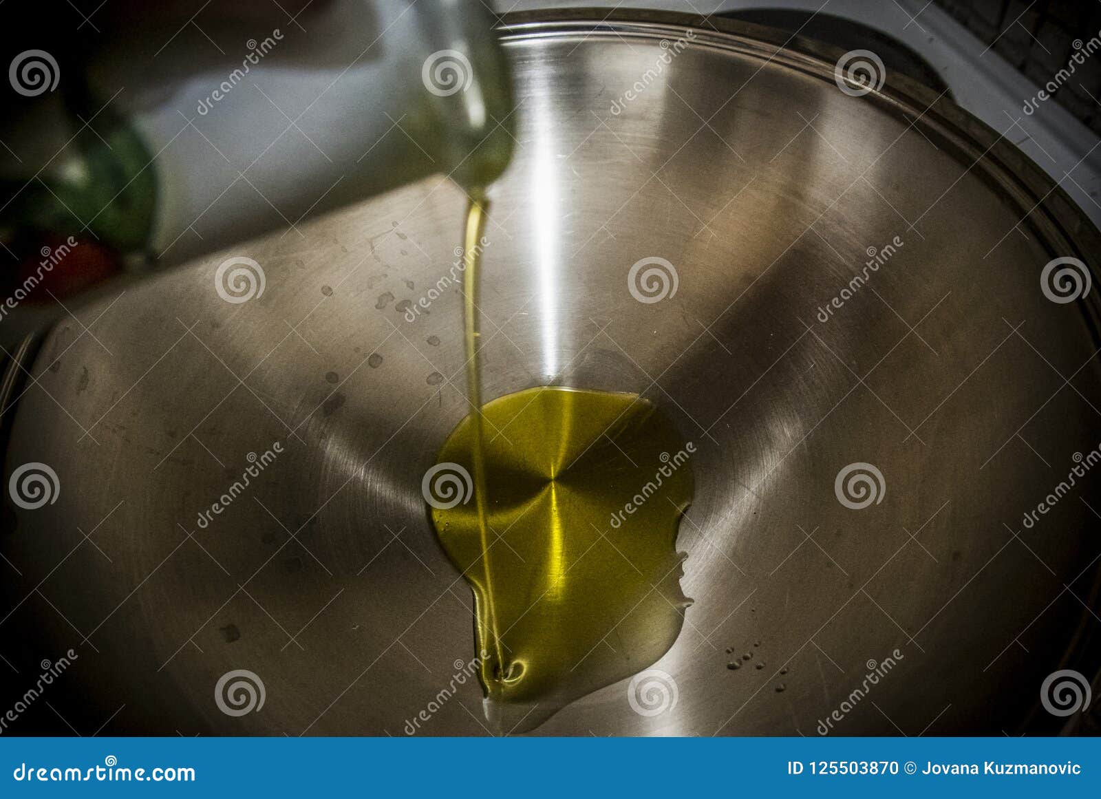 Olive Oil in a Pan stock photo. Image of action, ingredient 125503870