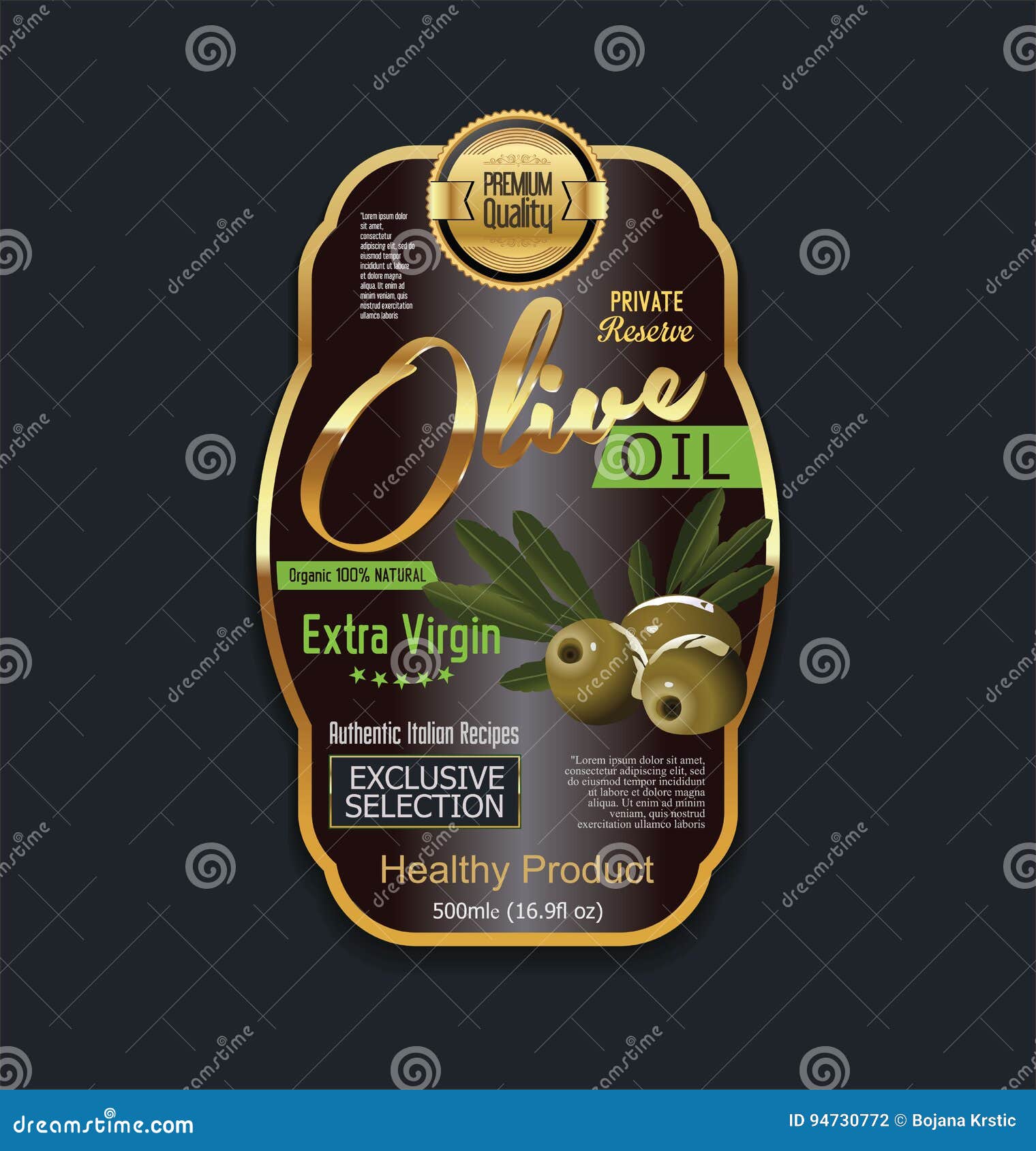 Olive Oil Retro Vintage Background Label Stock Illustration