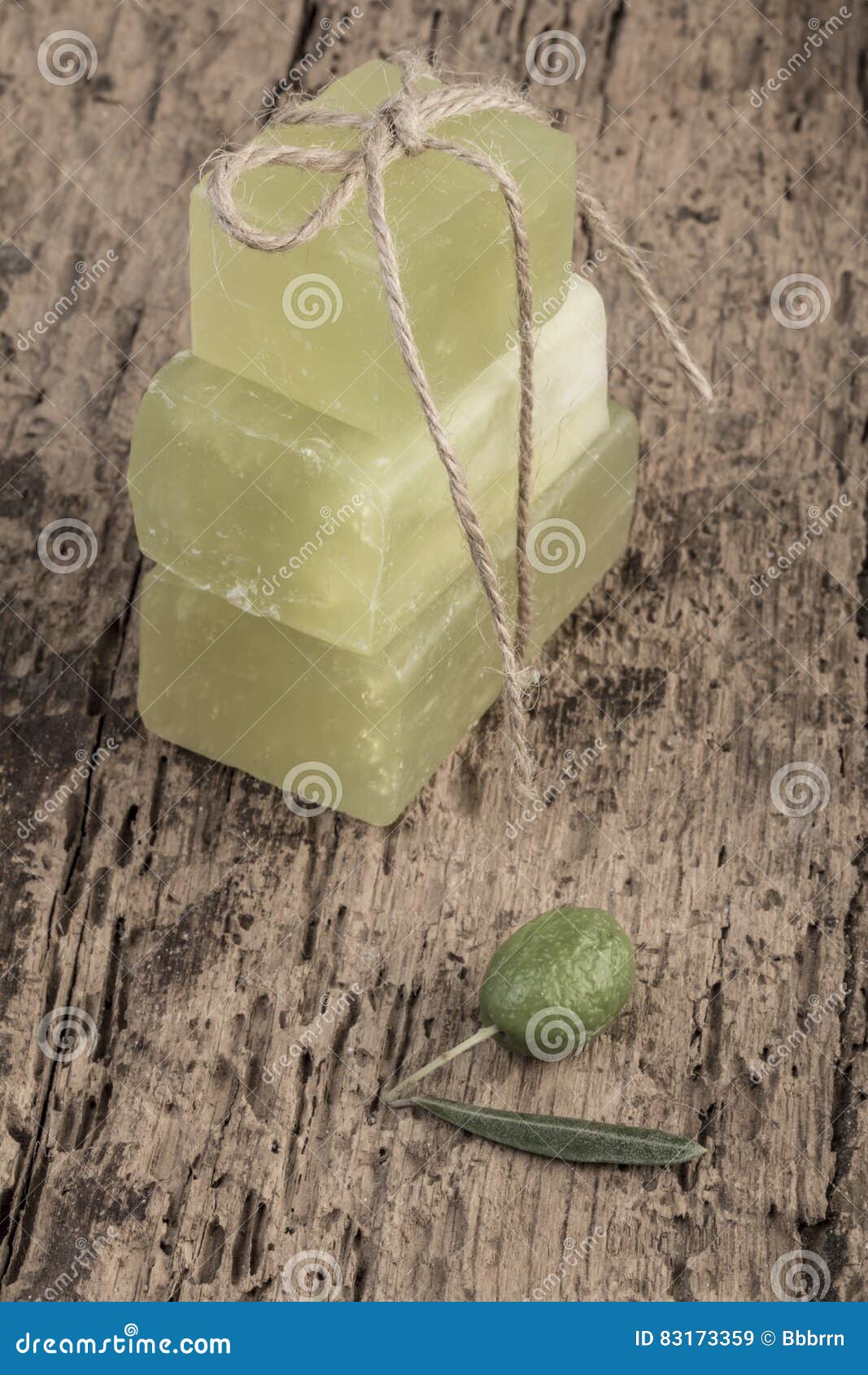 Olive Oil Soap Bars on Wooden Table Stock Image Image of group