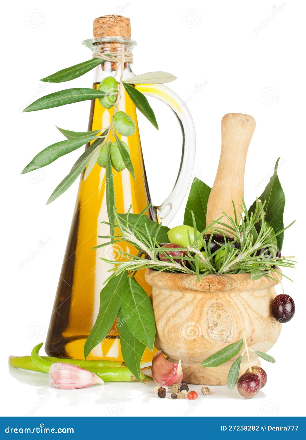 Olive oil and spices stock photo. Image of selection 27258282
