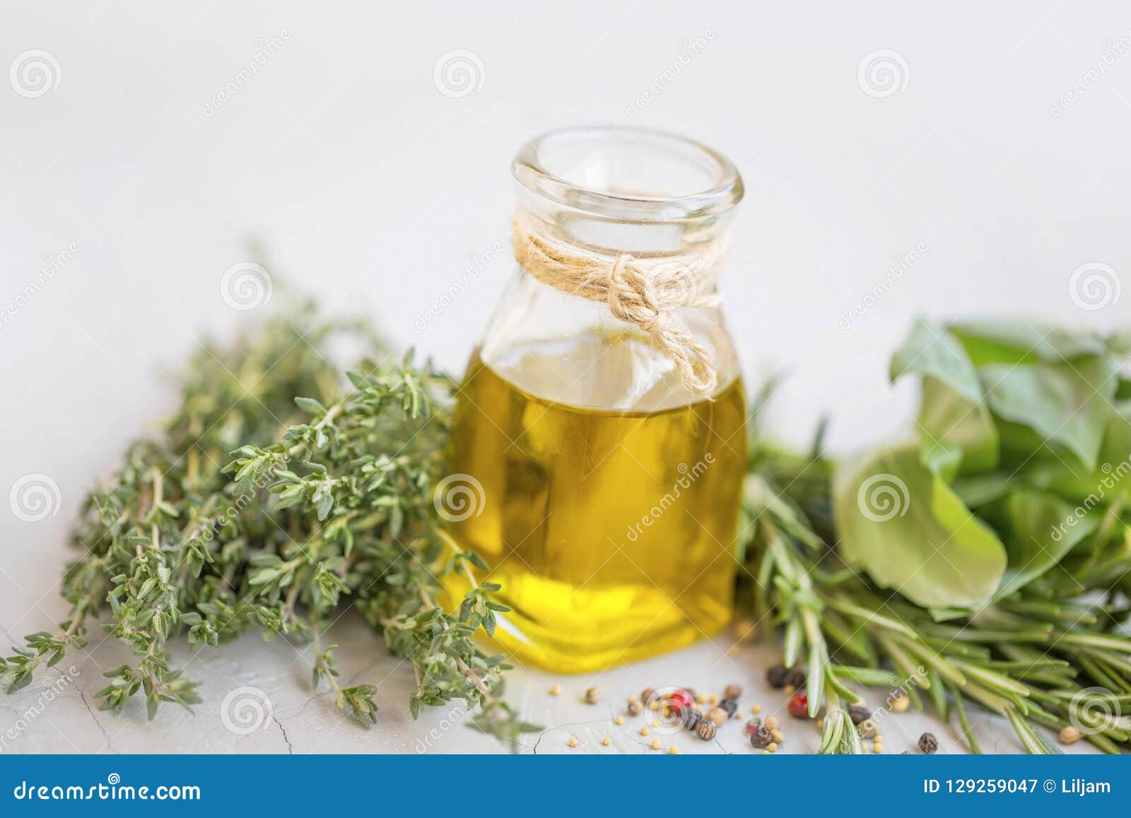 Olive oil with spices stock image. Image of natural 129259047