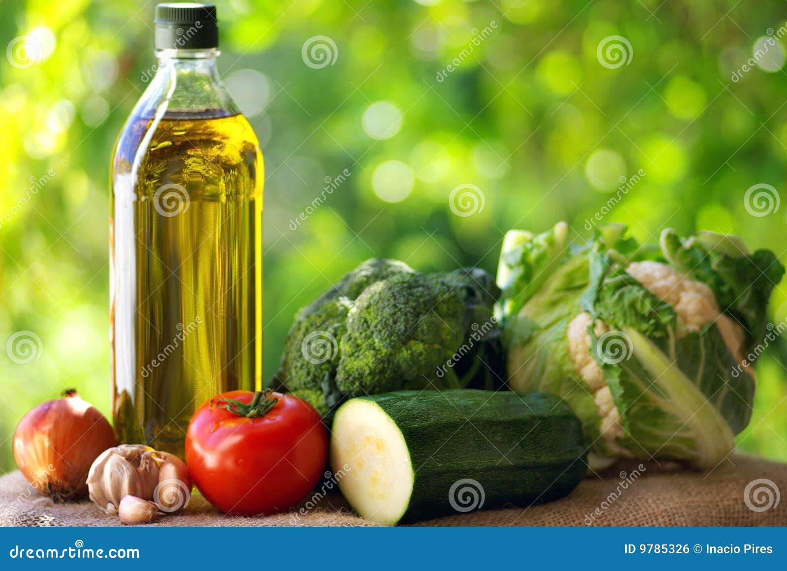 Olive oil and vegetables. stock photo. Image of bunch 9785326